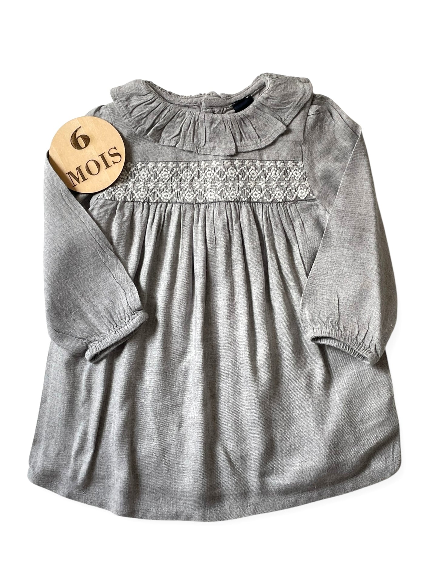 Robe grise, doublée, Kiabi