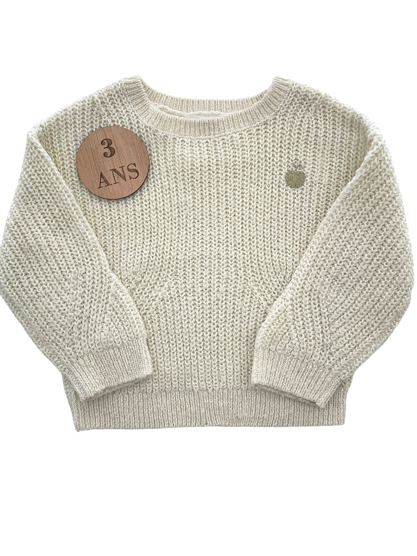 Pull en mailles, écru, pailleté, Vertbaudet