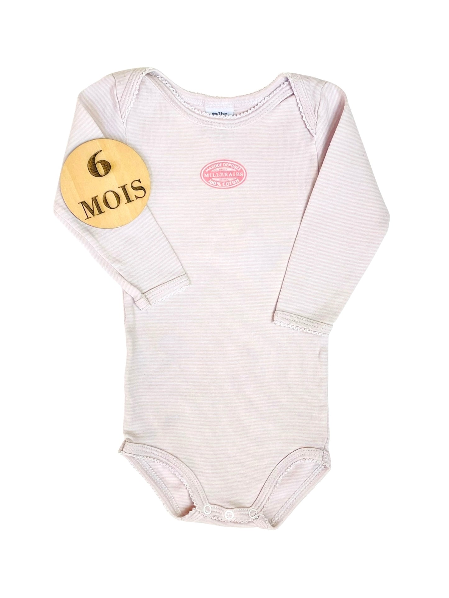 Body rayé rose pâle, Petit Bateau