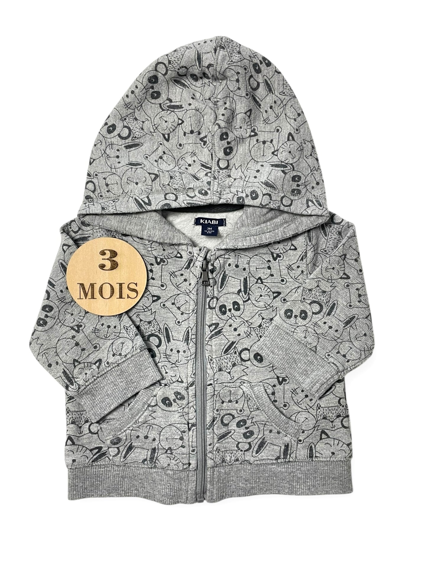 Gilet à capuche, gris, Kiabi