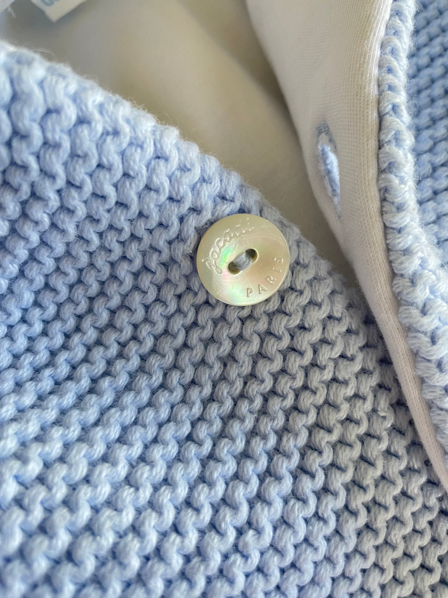 Manteau en mailles, bleu, doublé coton Jacadi