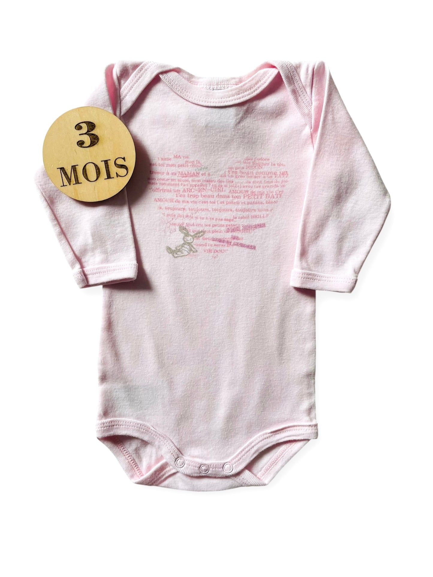 Body rose pâle, cœur, Petit Bateau