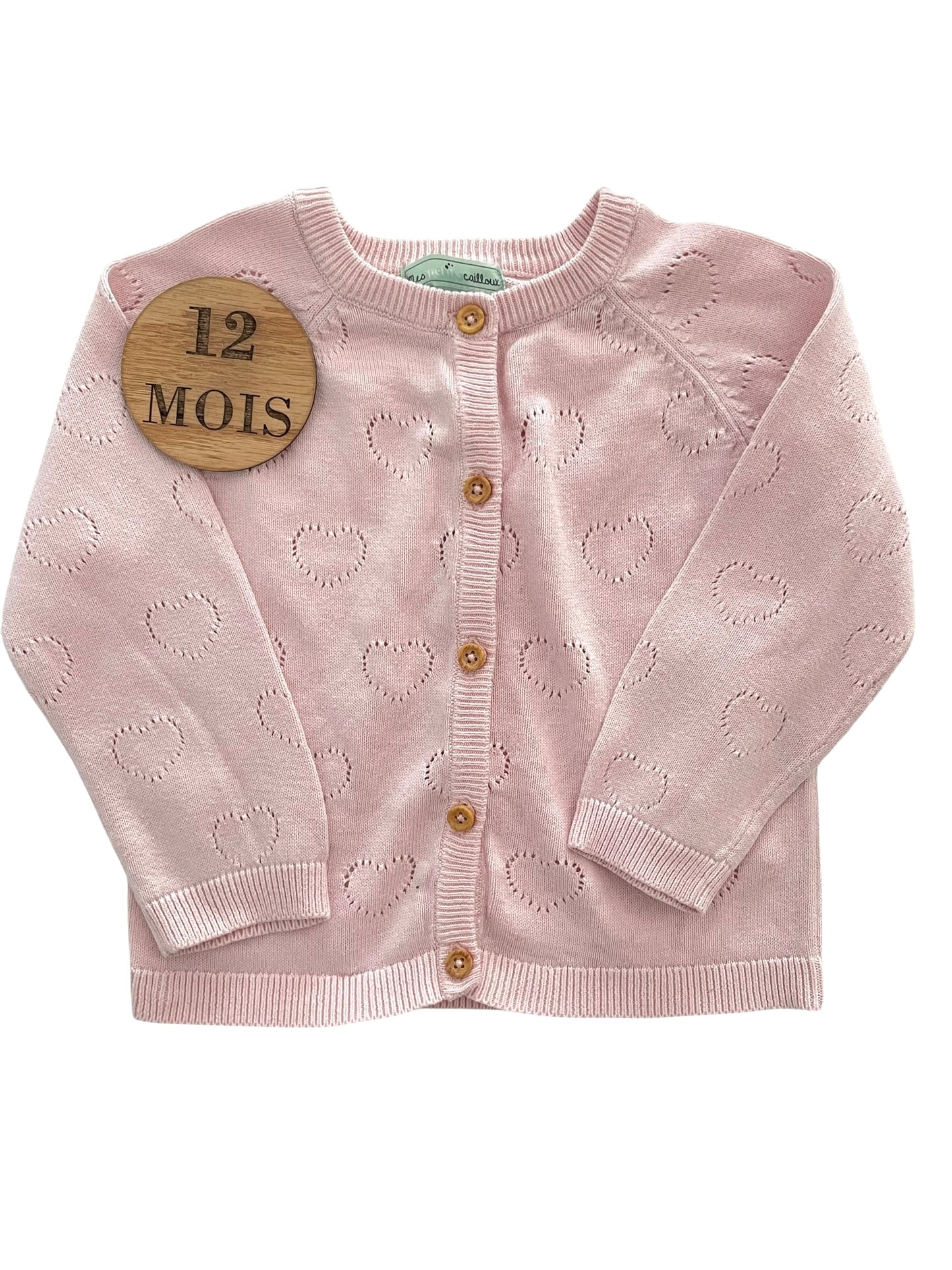 Gilet rose ajouré, mes petits cailloux