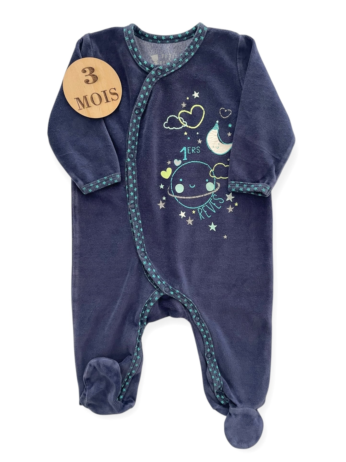 Pyjama velours, bleu, Petit Béguin