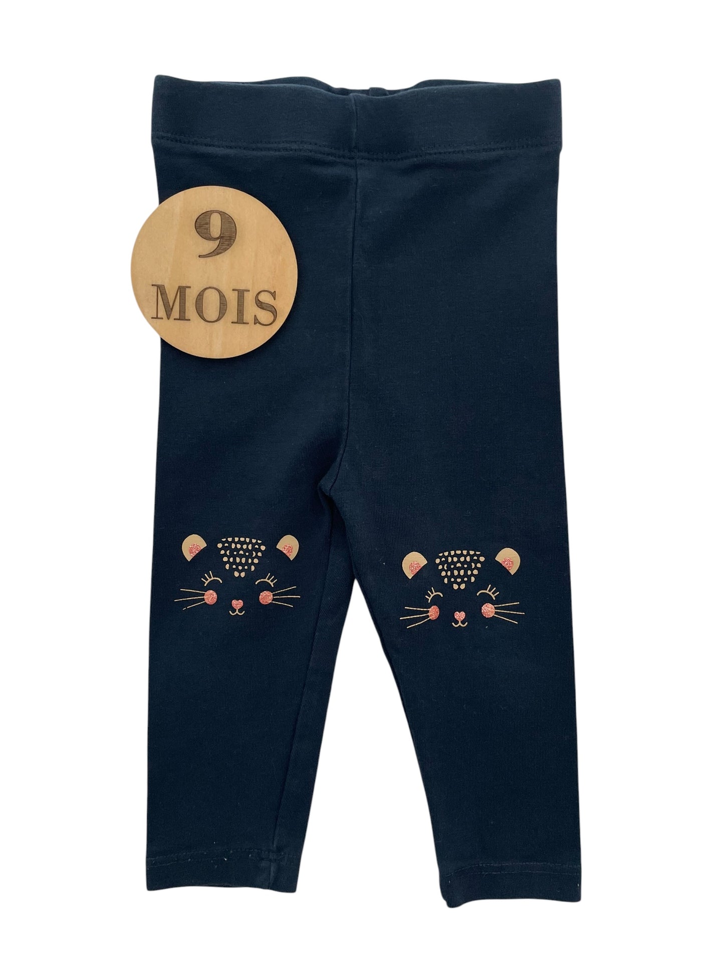 Legging bleu-marine, chat, Sincère
