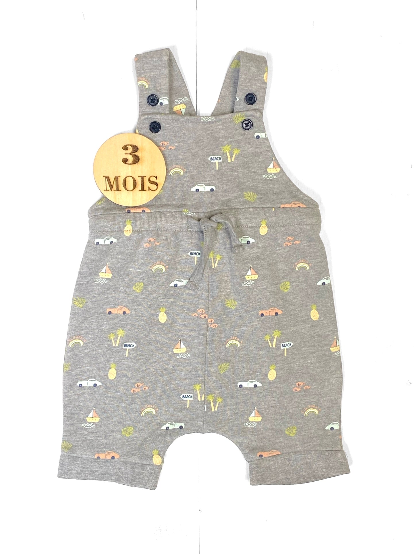Salopette short, grise, Bout’chou