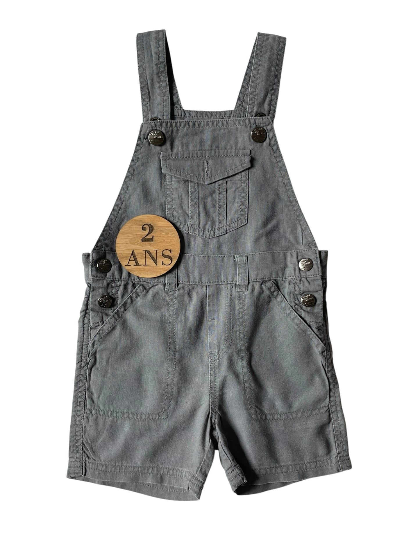 Salopette short en toile, grise, Kimadi