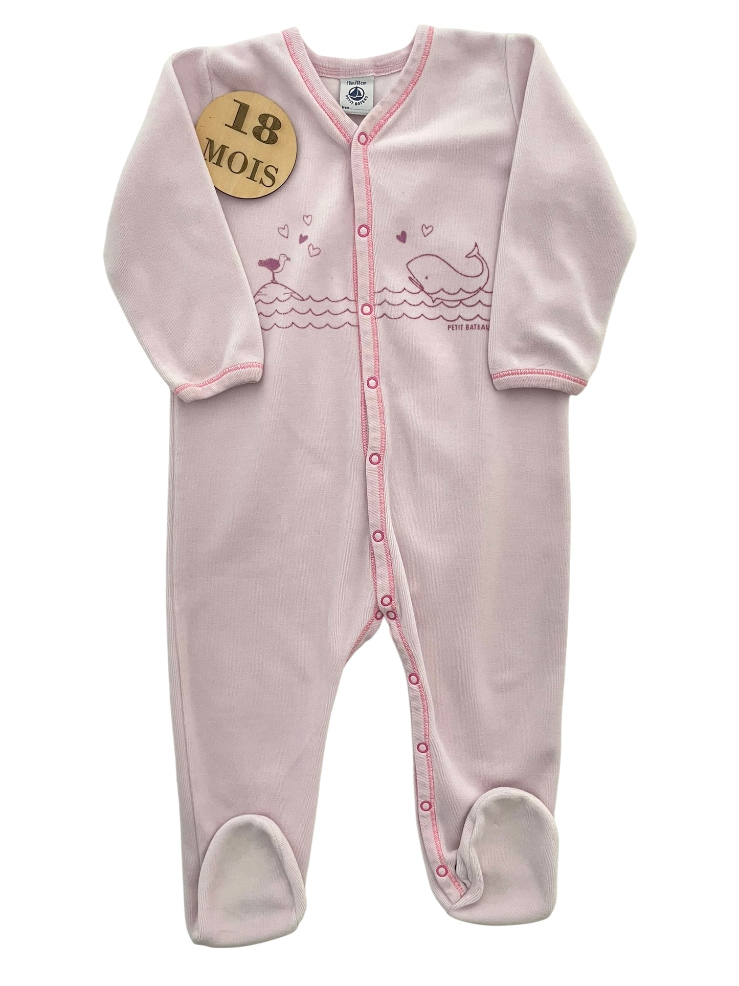 Pyjama velours rose, Petit Bateau
