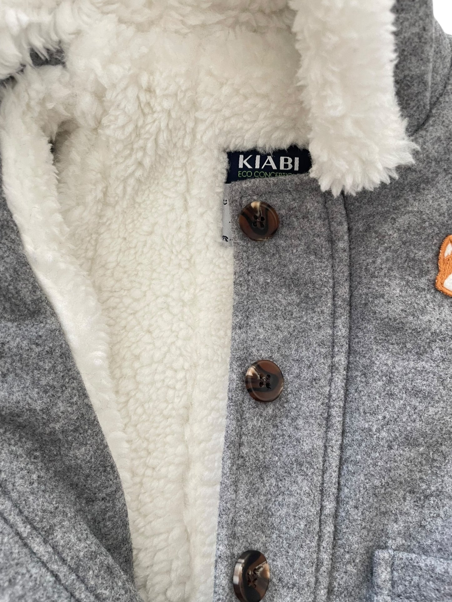 Manteau gris, fourré, Kiabi