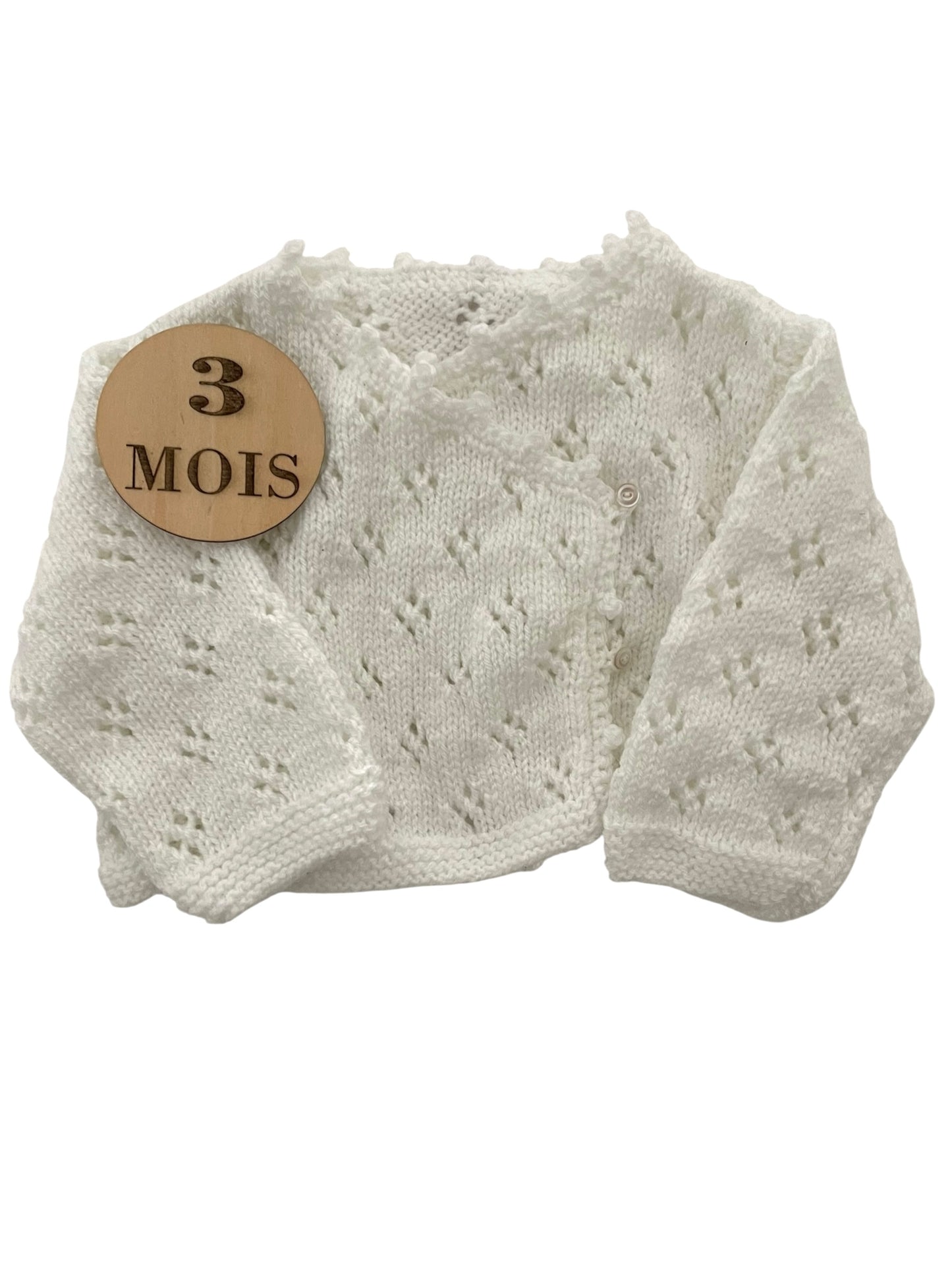 Gilet en mailles, écru, fait-main