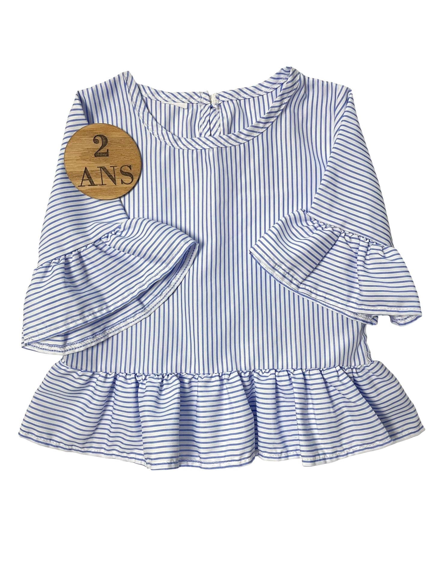 Blouse/ tunique, rayée bleue et blanche