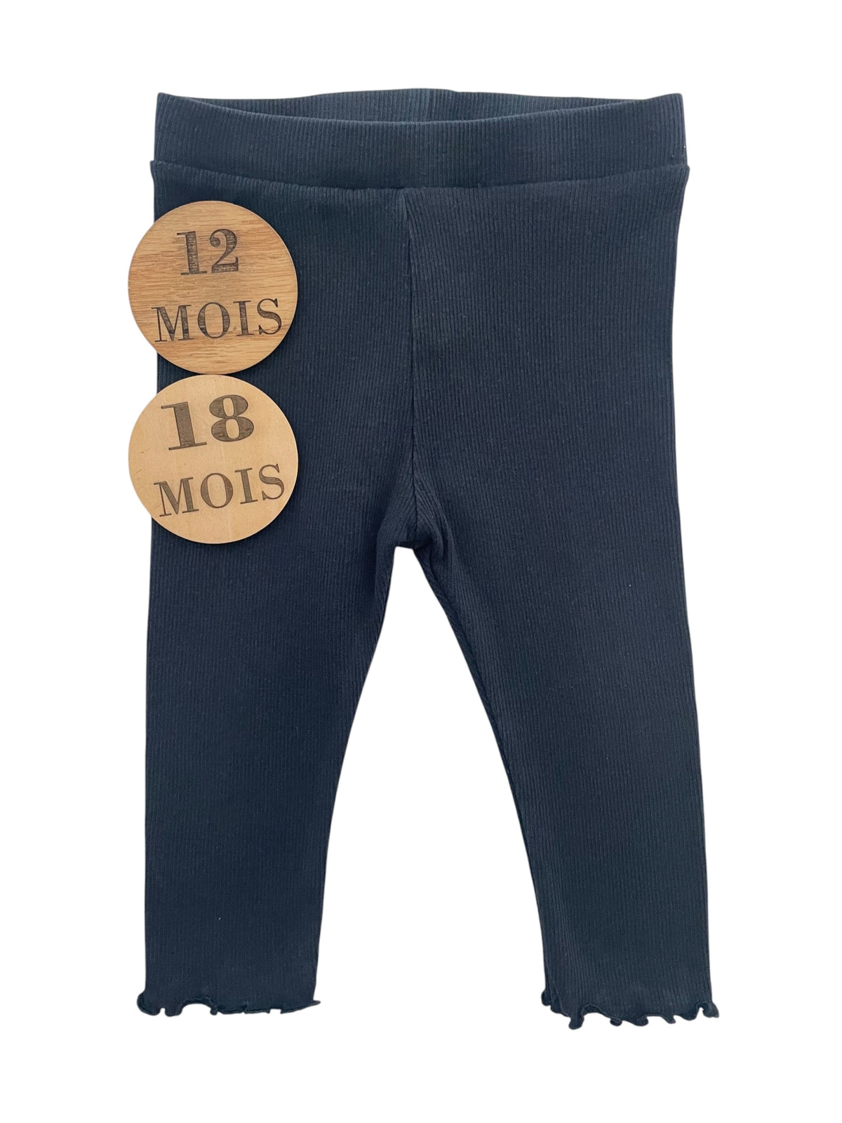 Legging côtelé bleu-nuit,bas ondulé, Kiabi