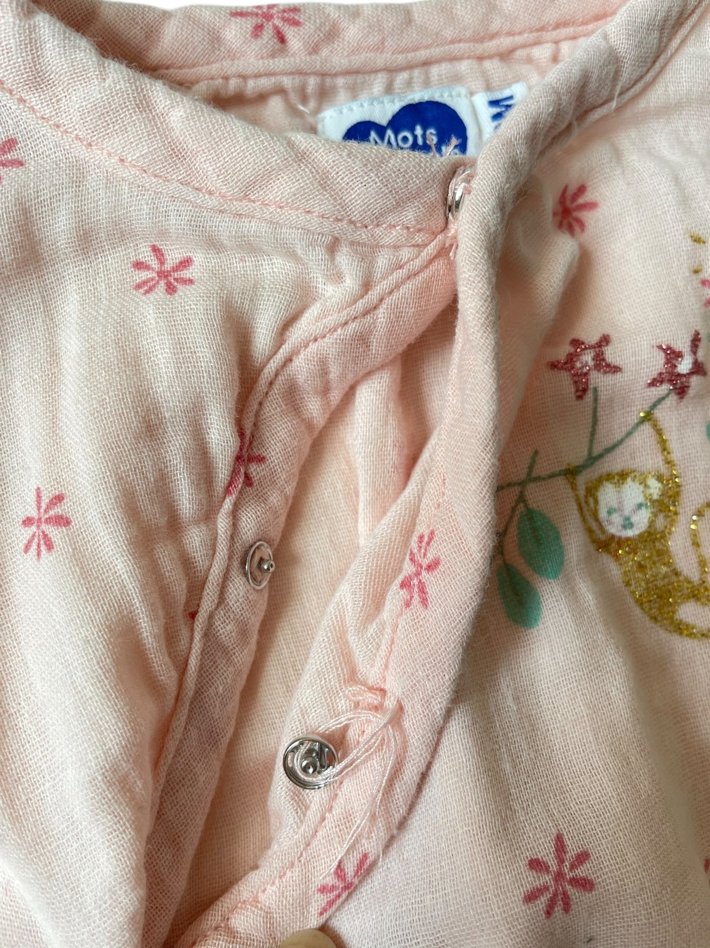 Barboteuse gaze de coton, rose, Mots d’enfants