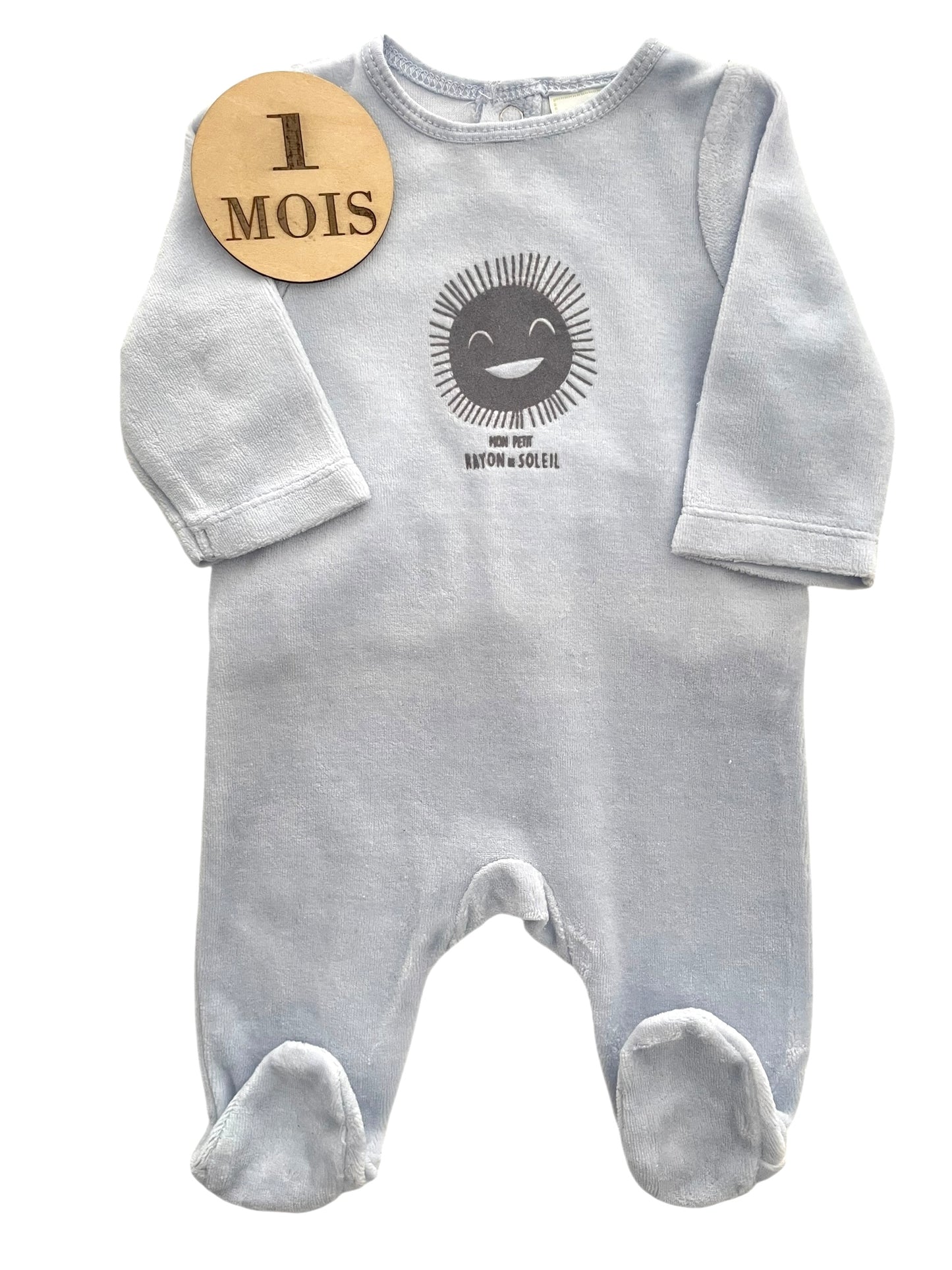 Pyjama velours, bleu-ciel, soleil, TAO