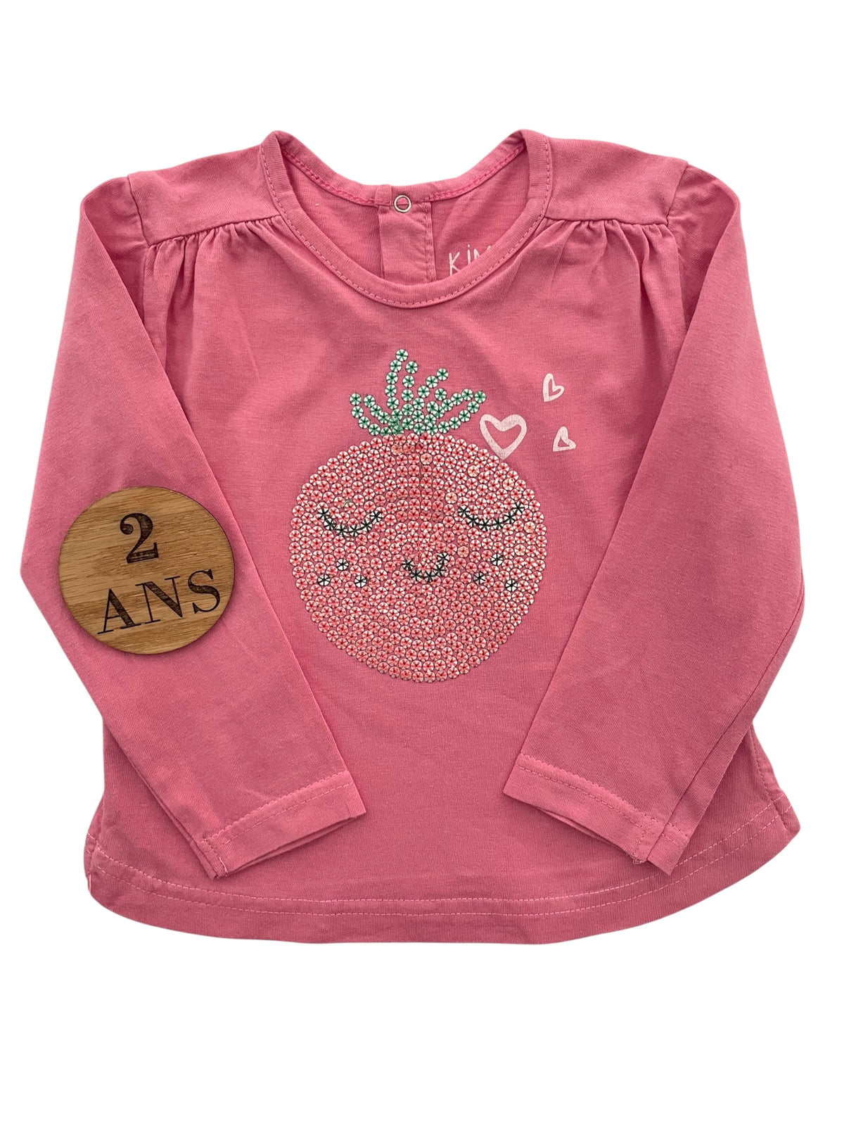 T-shirt rose, fraise, Kimadi