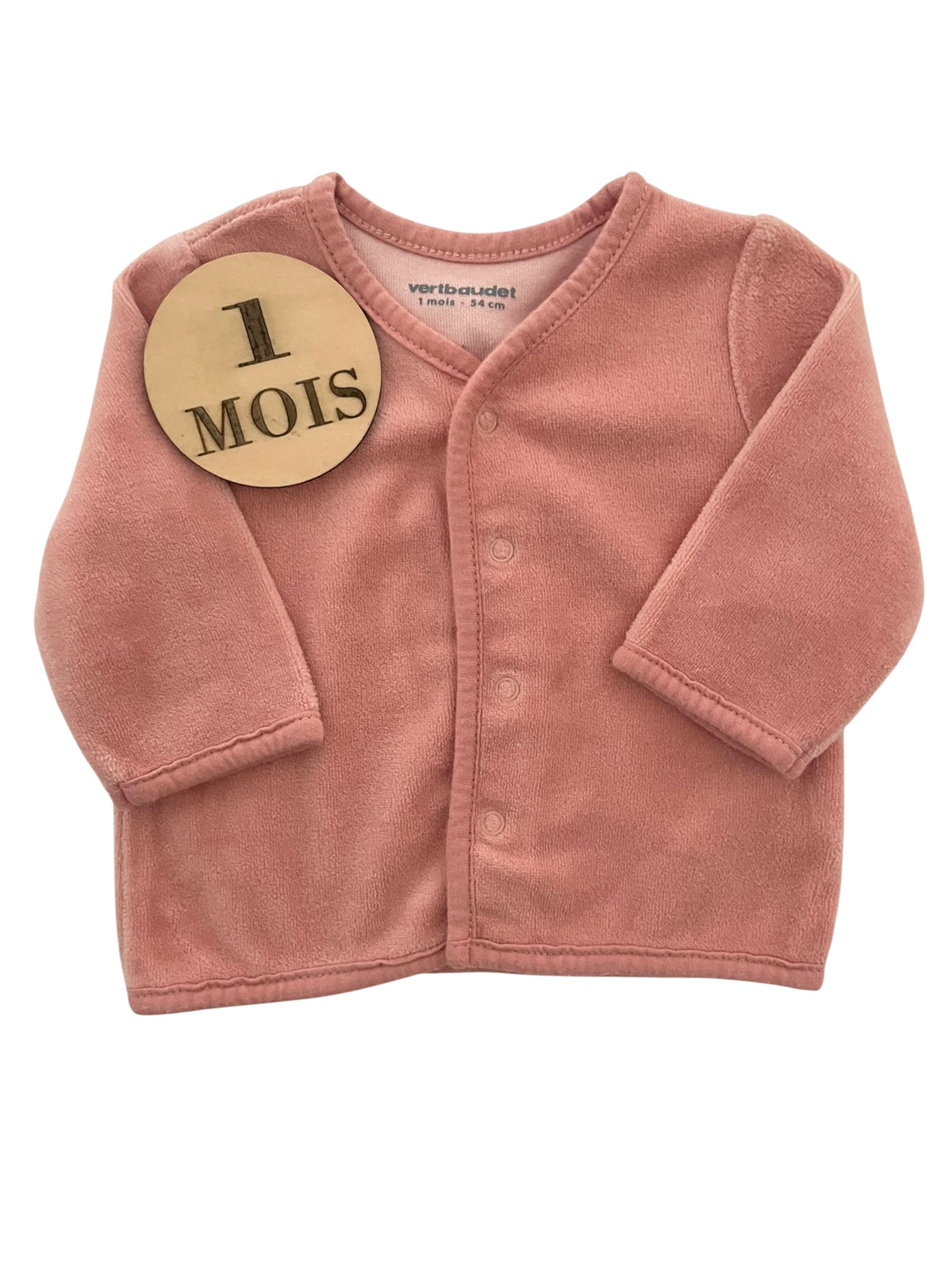 Gilet velours rose, Vertbaudet