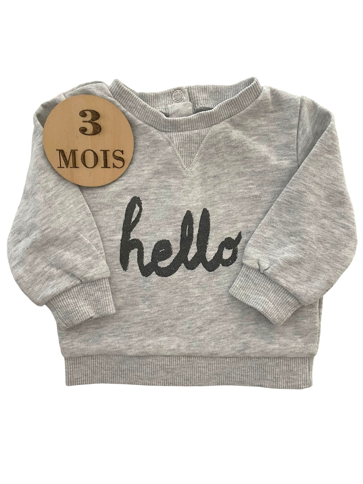 Sweat gris, hello, Kiabi