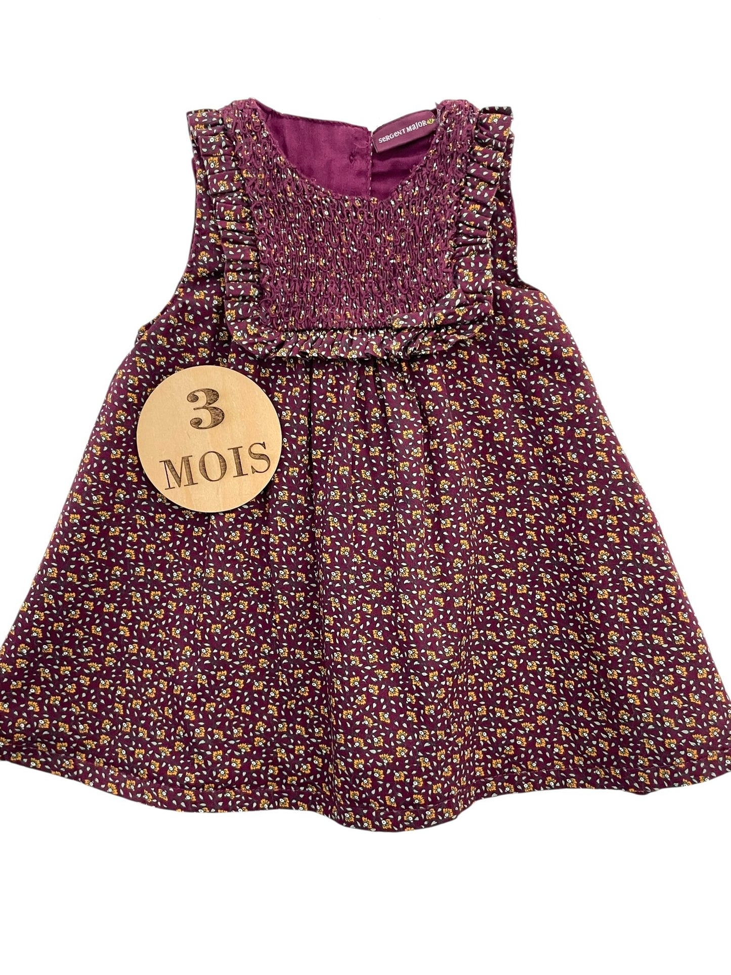 Robe prune, fleurie, Sergent Major