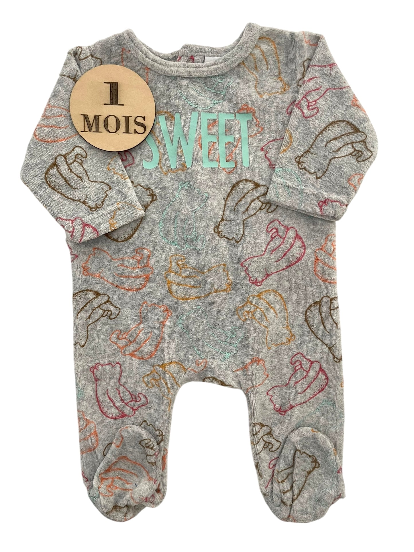 Pyjama velours, gris, Winnie, Disney Baby