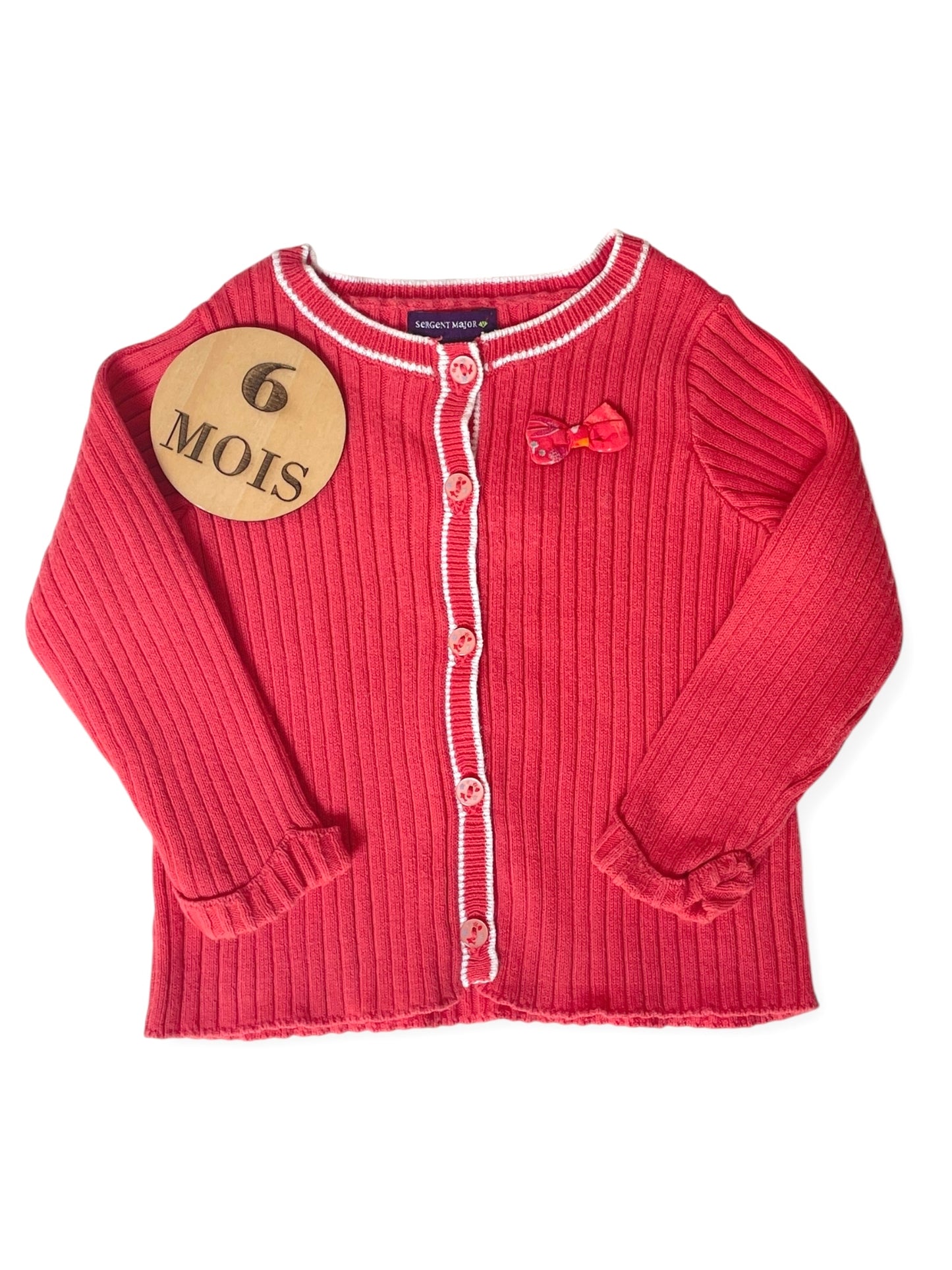 Gilet en mailles, framboise, Sergent Major