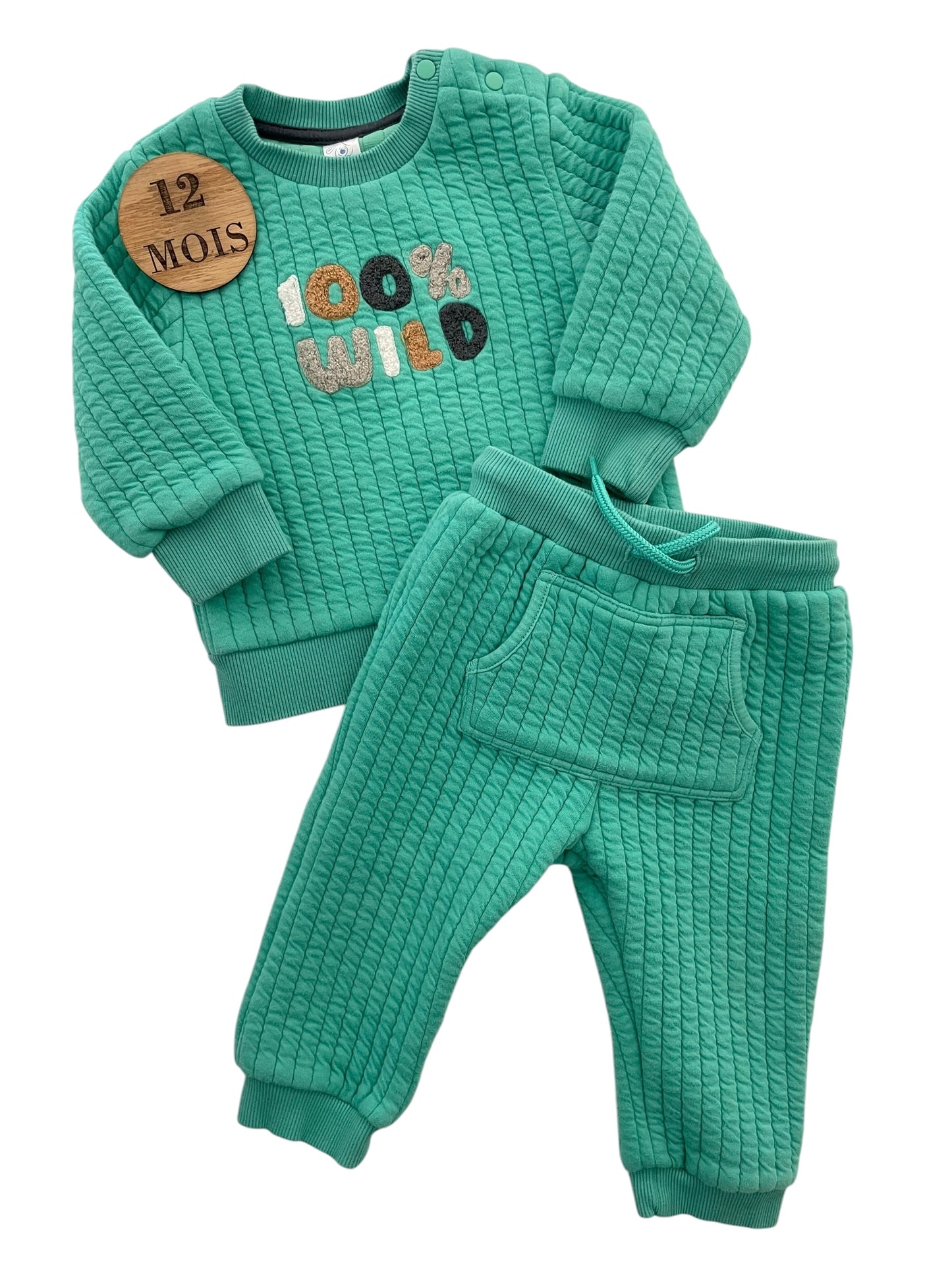 Ensemble jogging, vert, Pommette