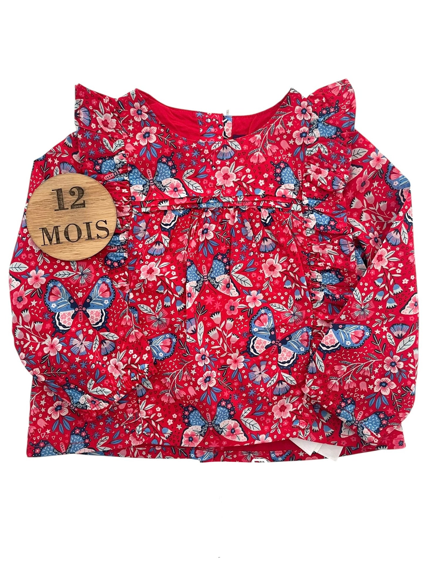 Blouse rouge fleurs / papillons, Sergent Major