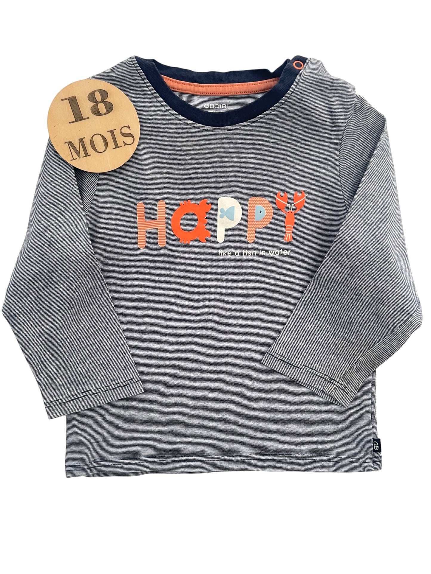 Tee-shirt rayé, happy, Obaibi