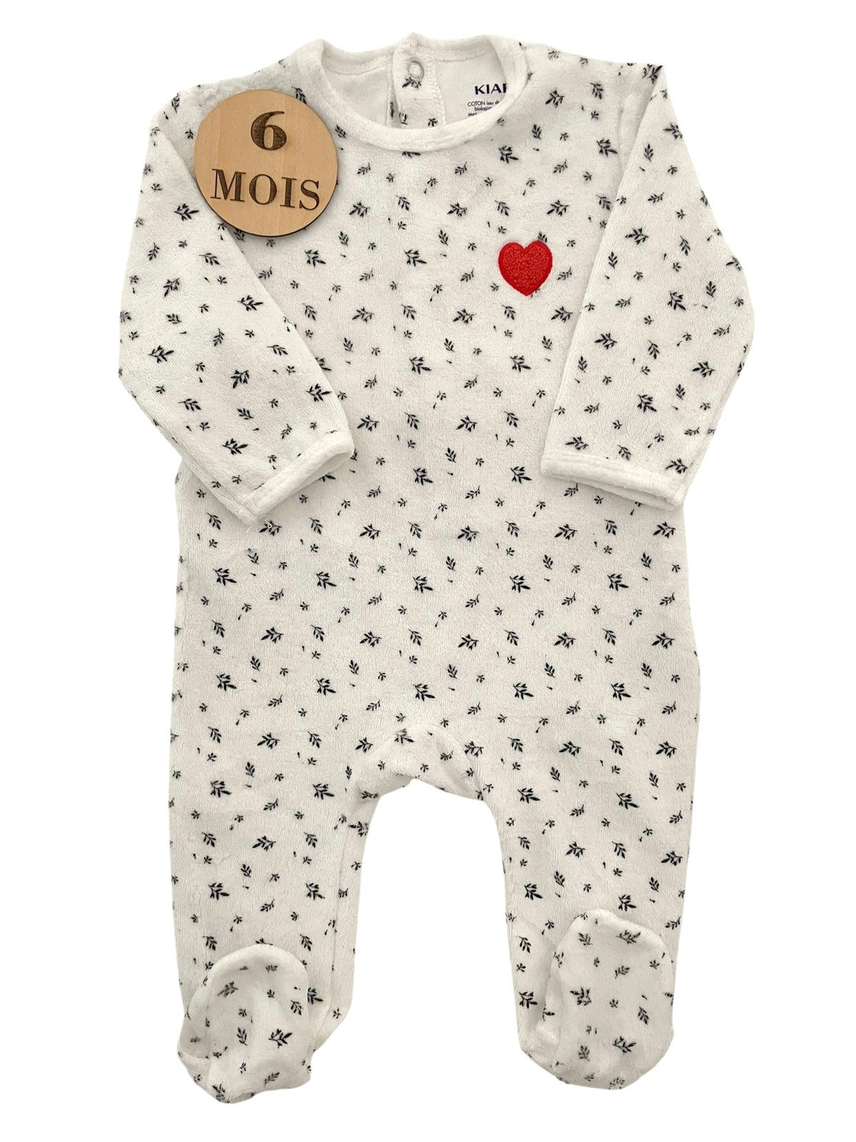 Pyjama velours blanc, cœur, Kiabi