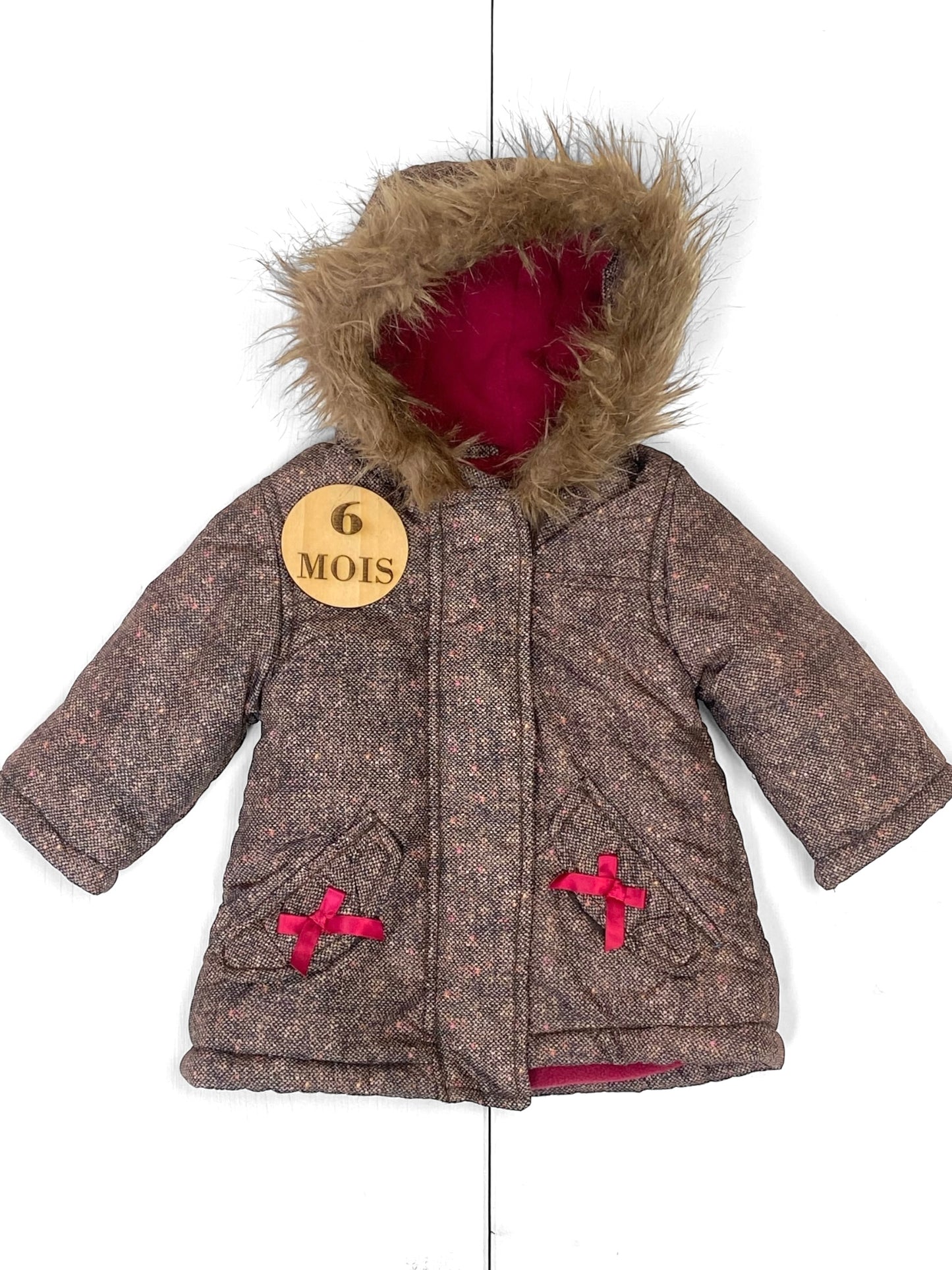 Manteau marron et rose, doublé polaire, Kimbaloo