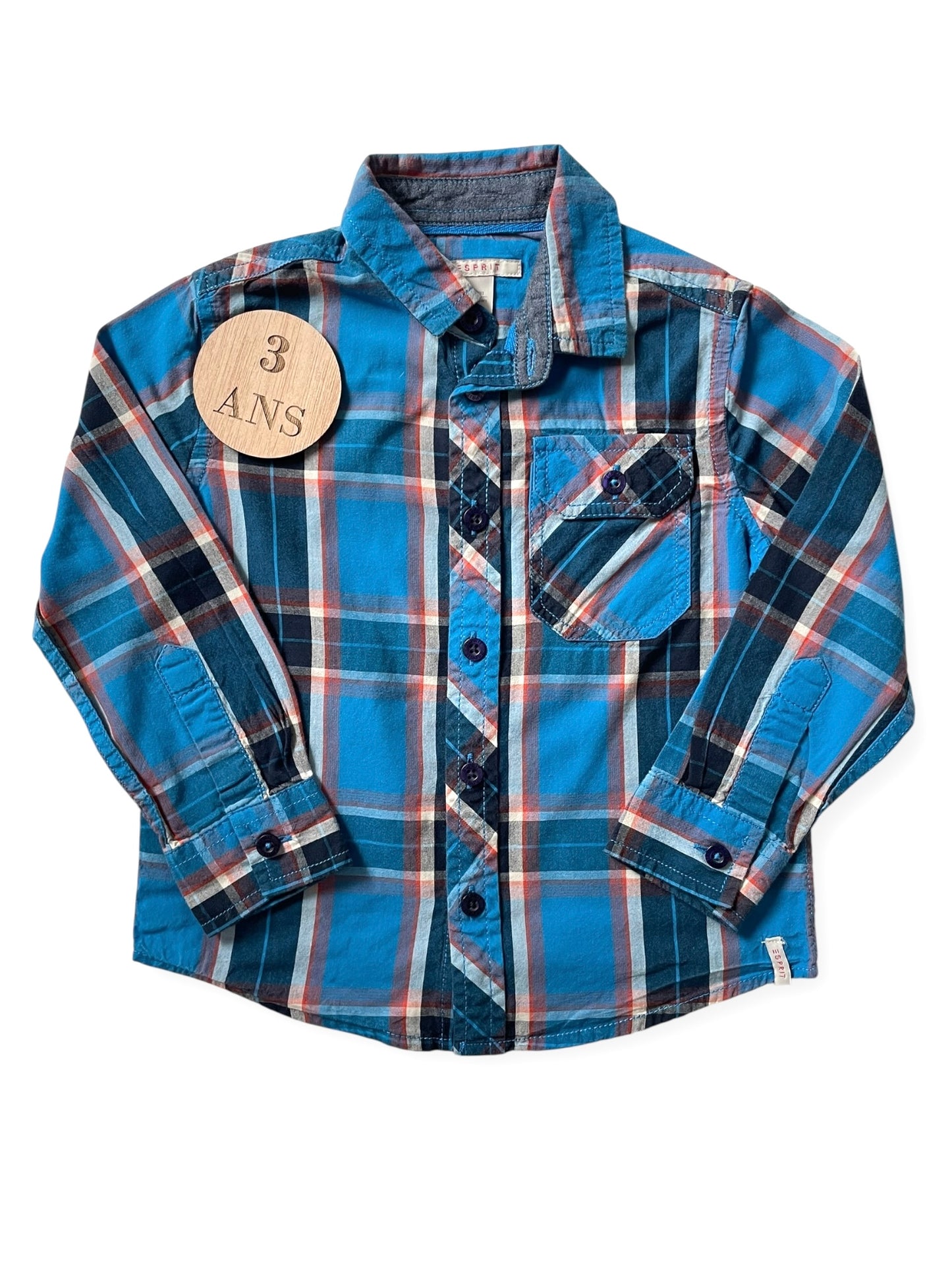 Chemise à carreaux, bleue, Esprit