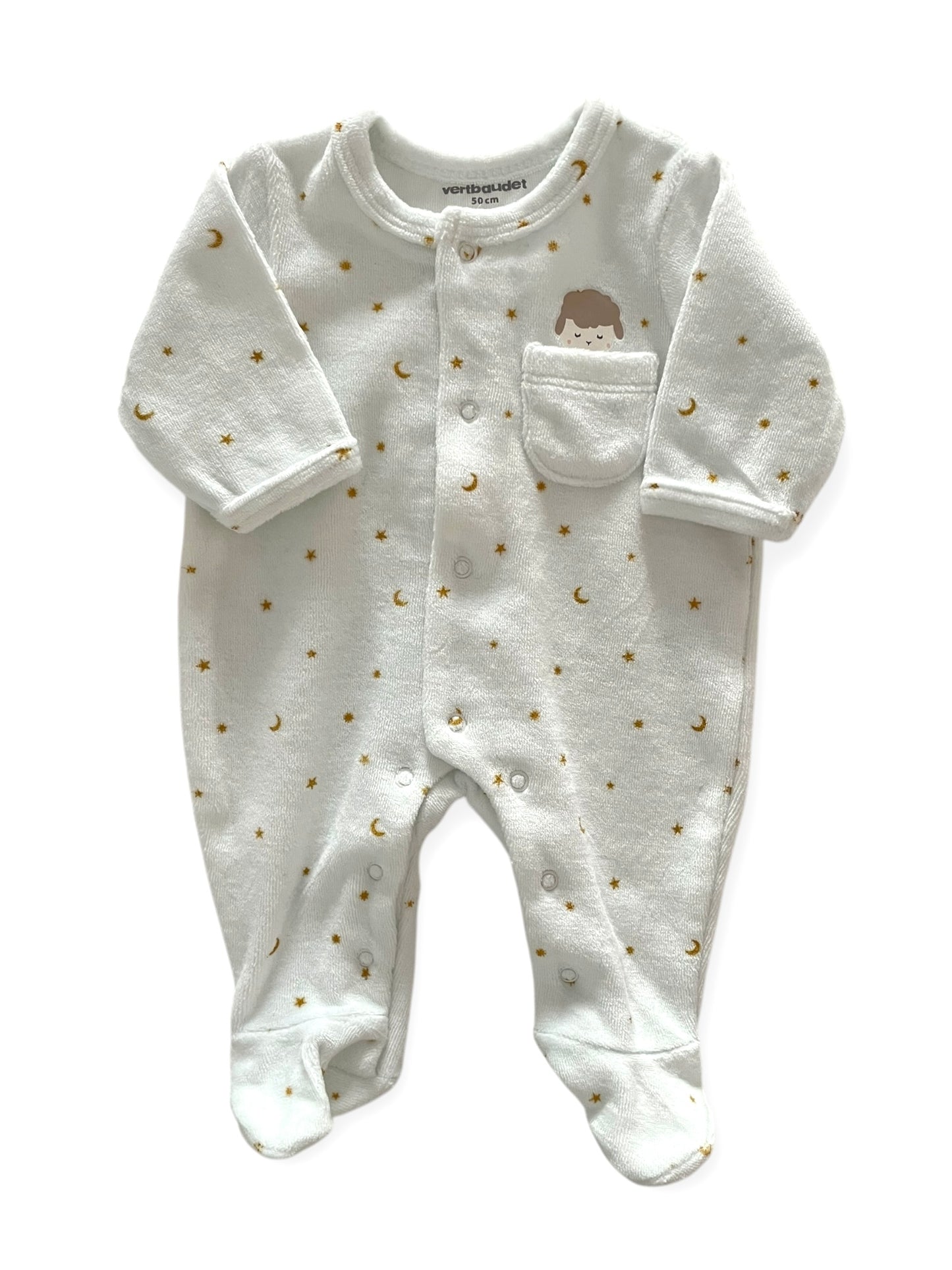 Pyjama velours, blanc, Vertbaudet