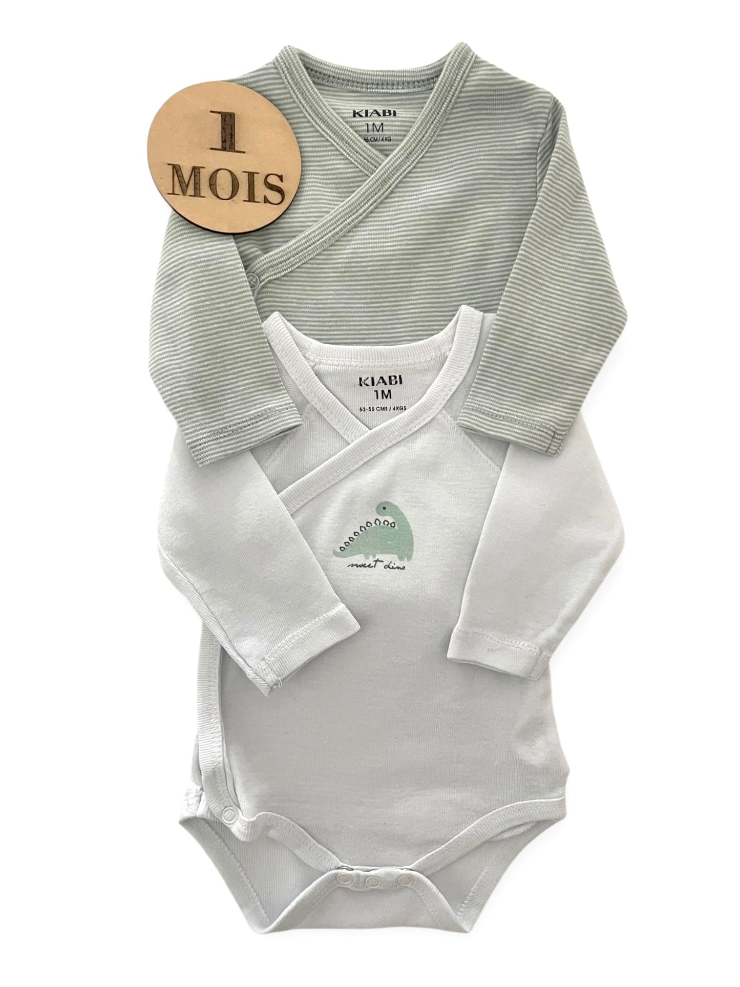 Lot 2 bodies, vert/ dino, Kiabi