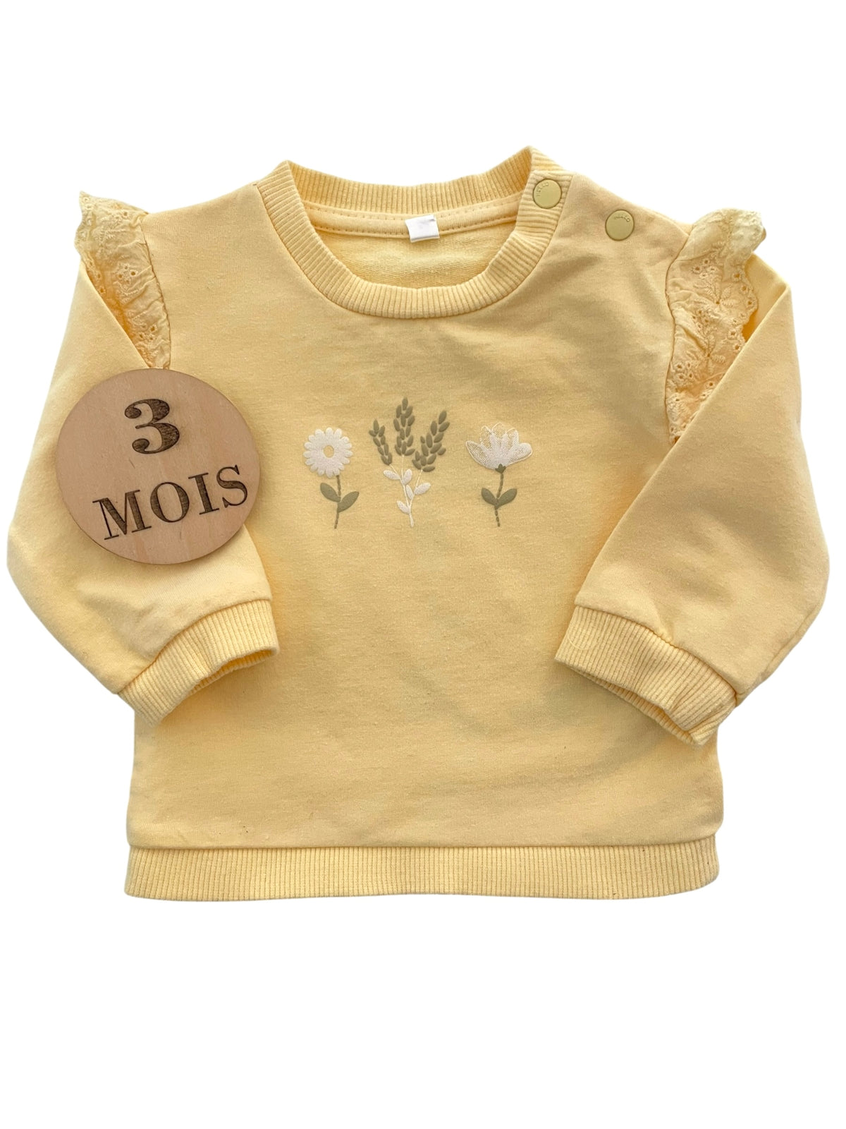 Sweat fin jaune, fleur, Zeeman