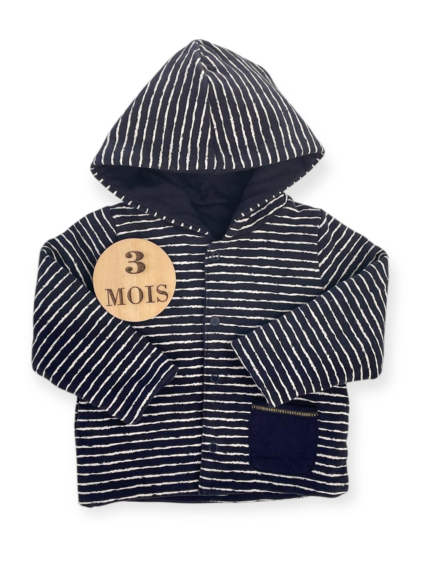 Gilet / veste réversible, rayé bleu-marine, Absorba