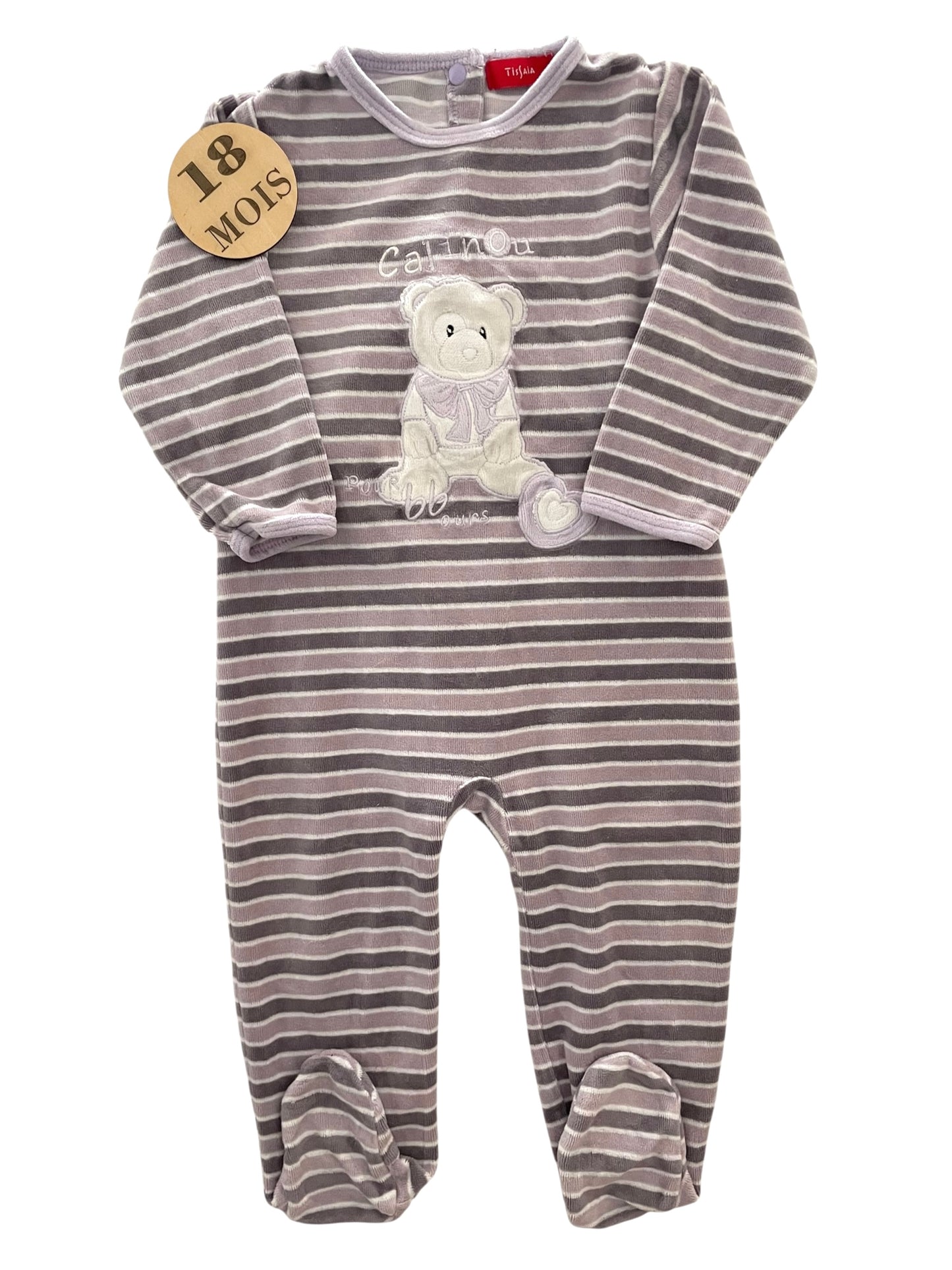 Pyjama velours rayé, ourson, Tissaïa