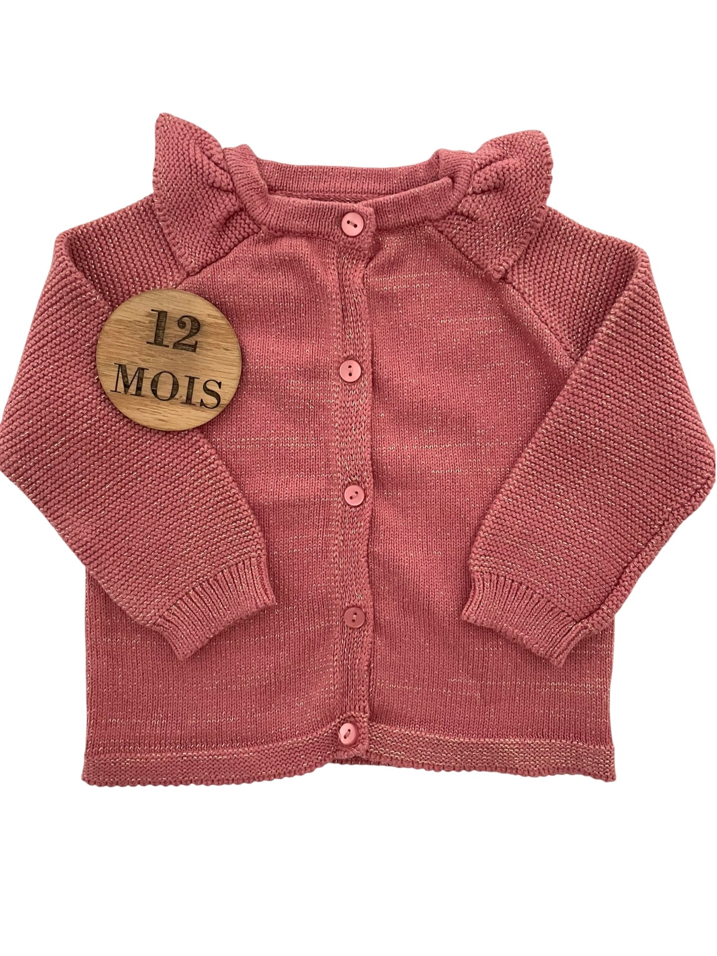 Gilet en mailles, vieux rose, pailleté, Bébé rêve