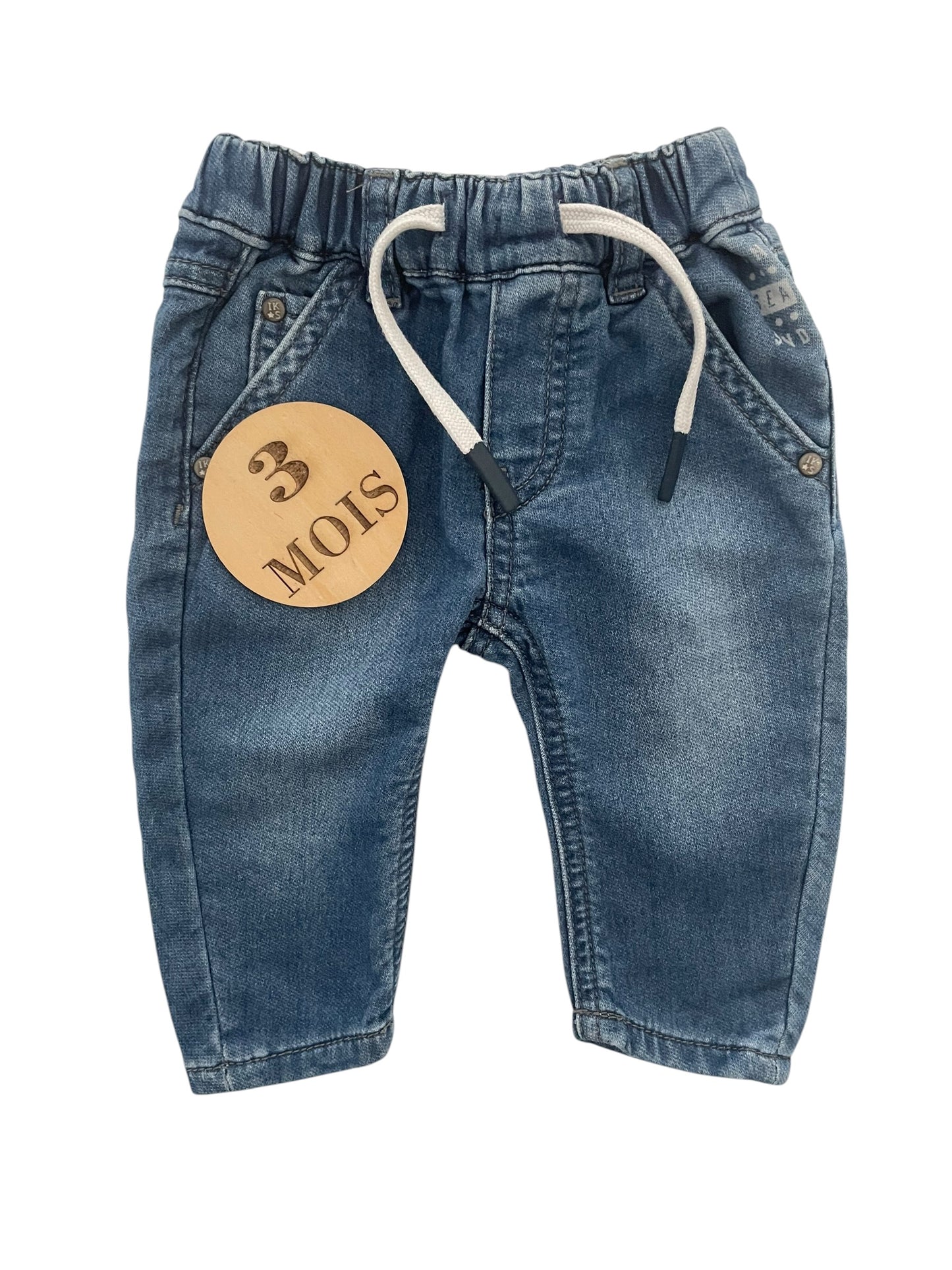 Jean, bleu, taille élastique, IKKS