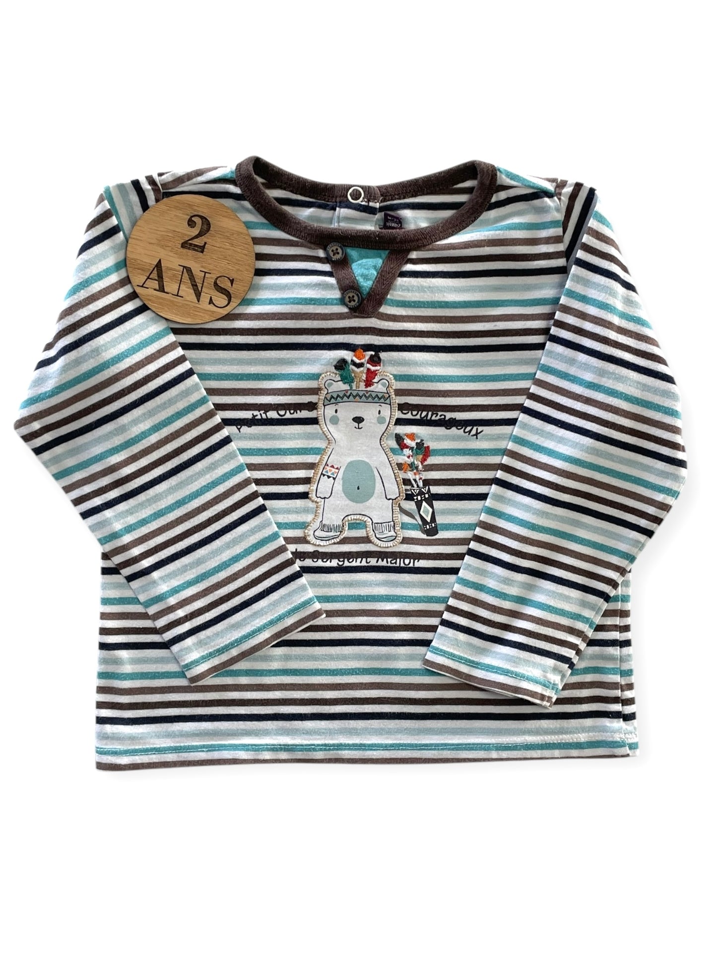 T-shirt rayé bleu et marron, sergent Major