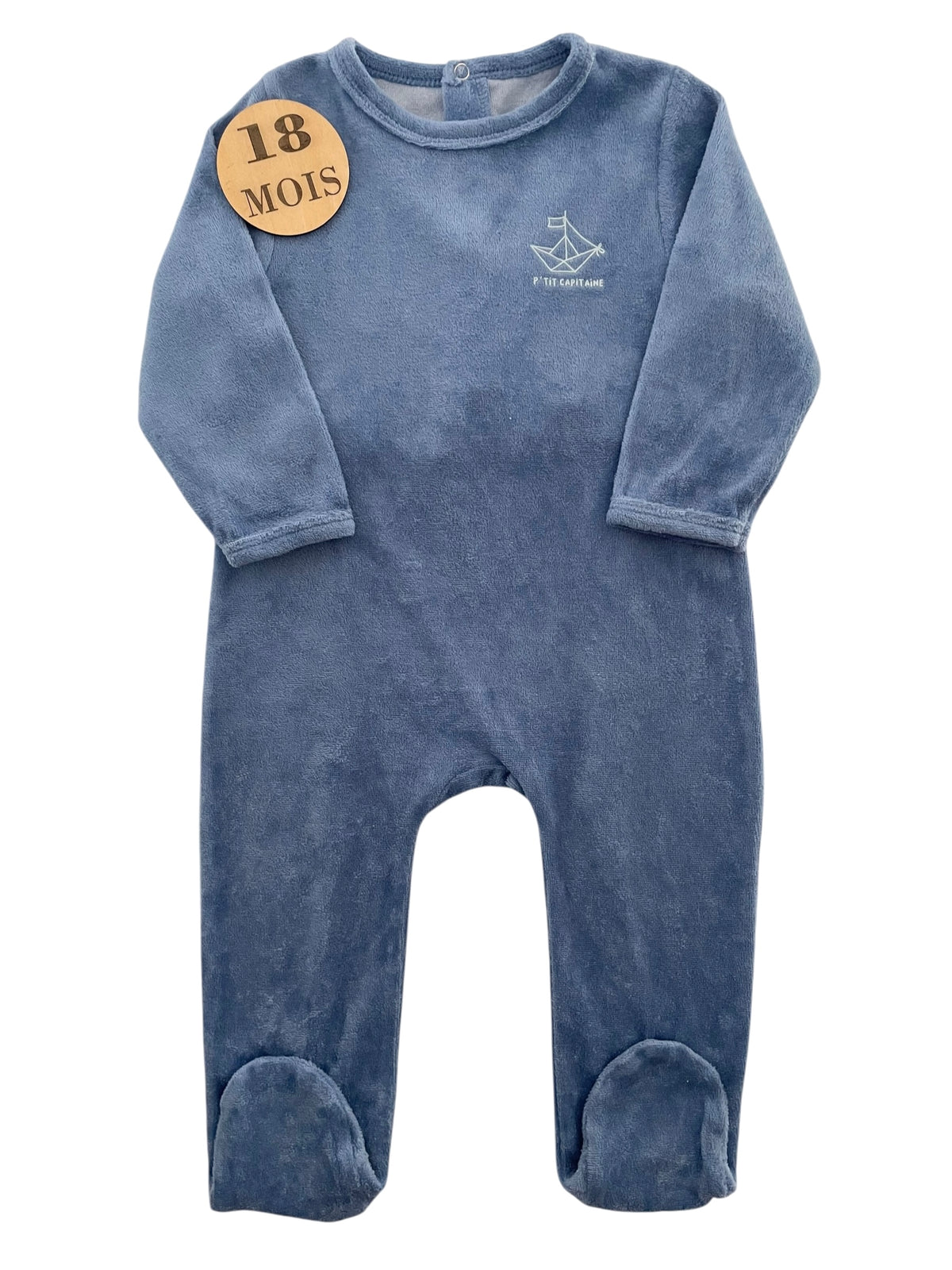 Pyjama velours, bleu, bateau