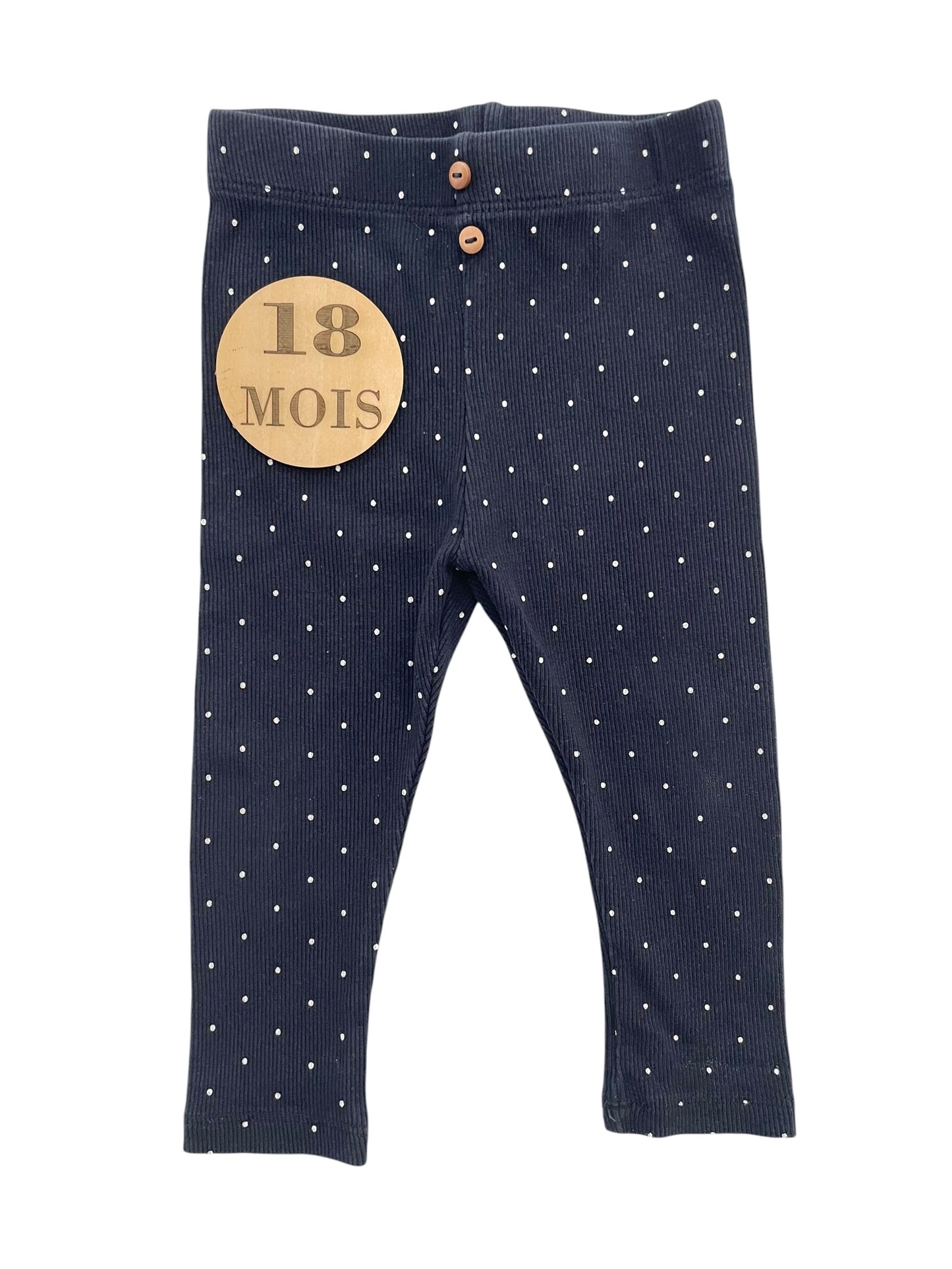 Legging côtelé, bleu-nuit à pois, Kiabi