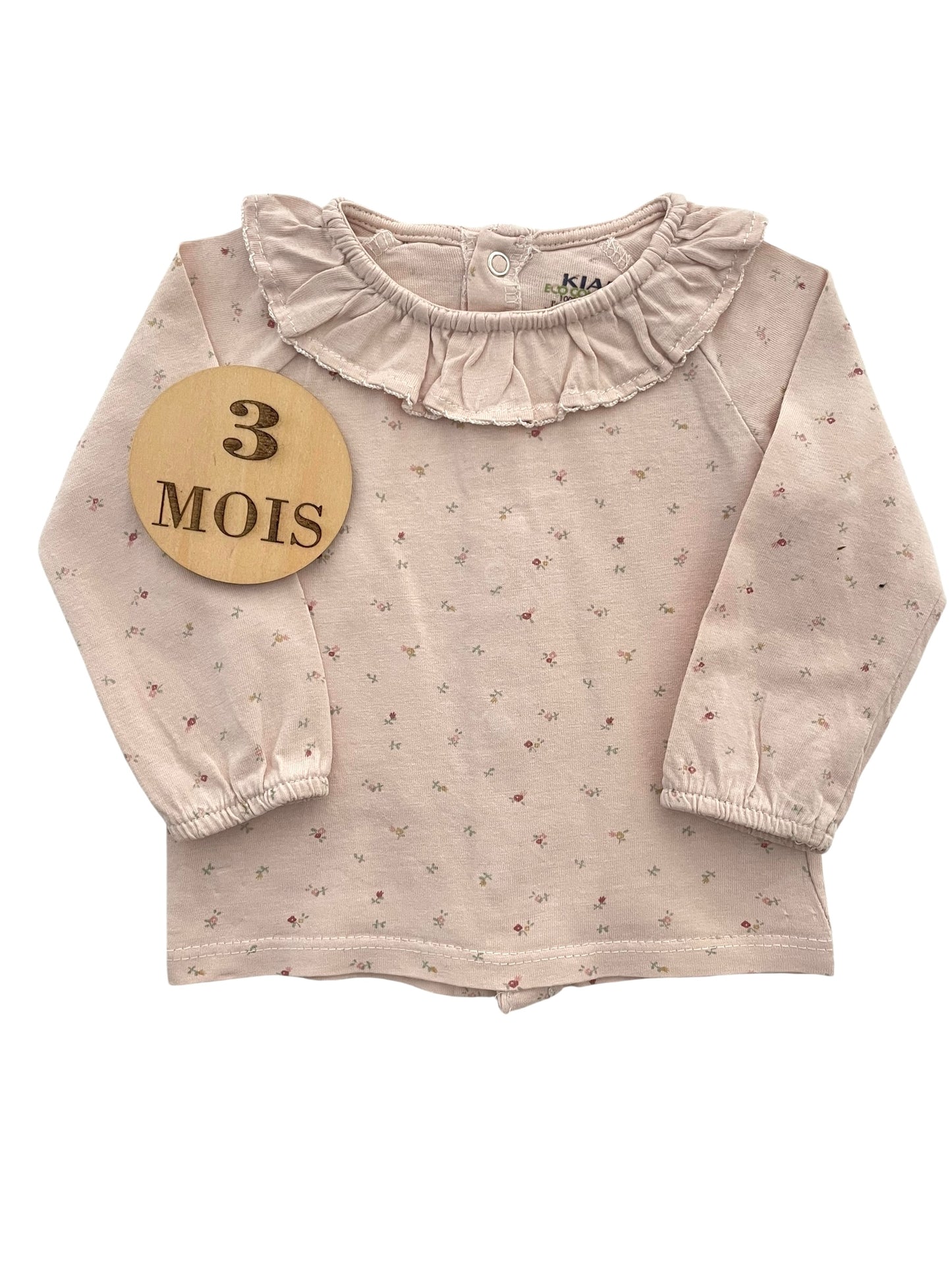 Tee-shirt à col, rose fleuri, Kiabi