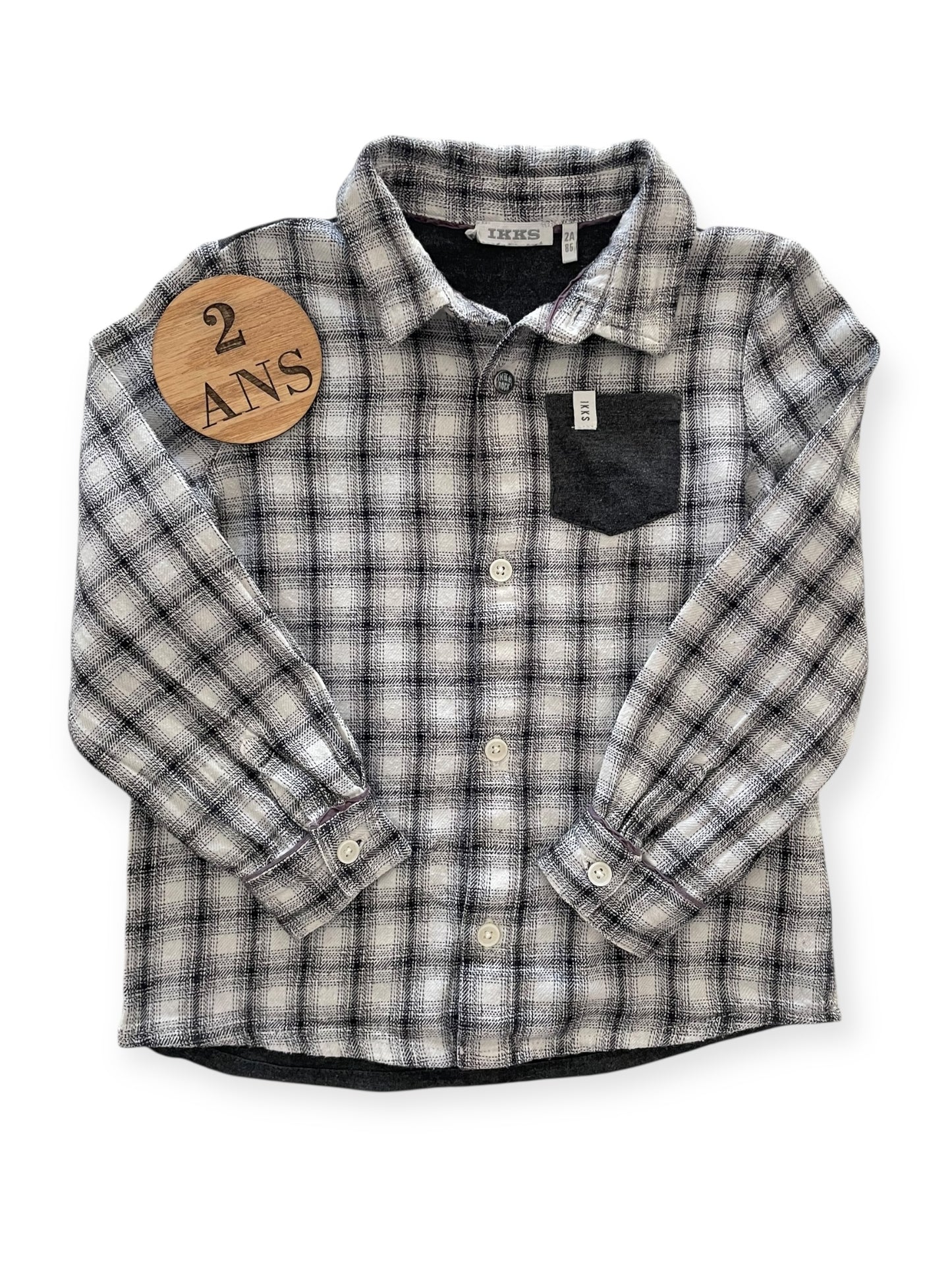 Chemise à carreaux, grise, IKKS