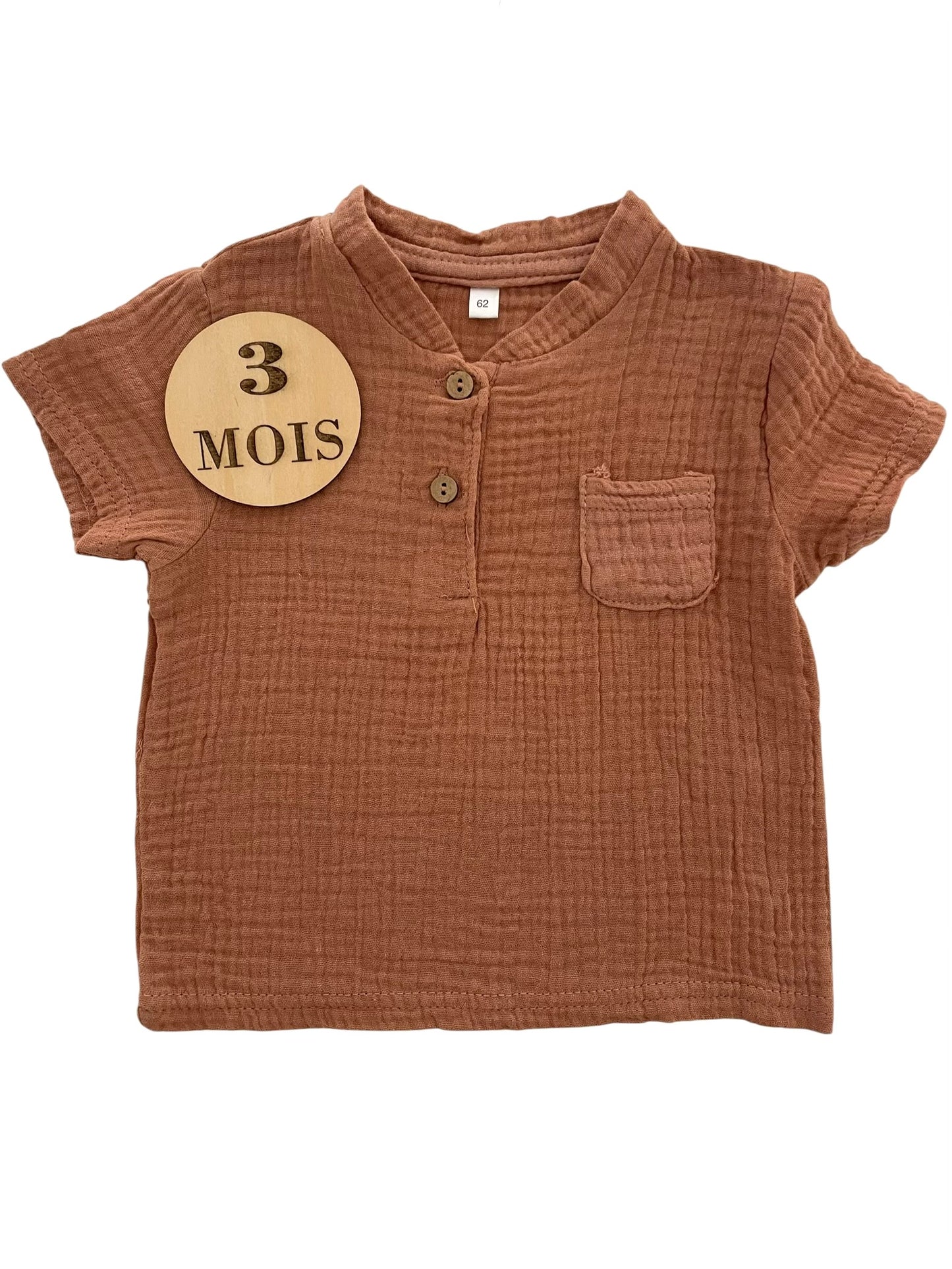 Tee-shirt gaze de coton, marron