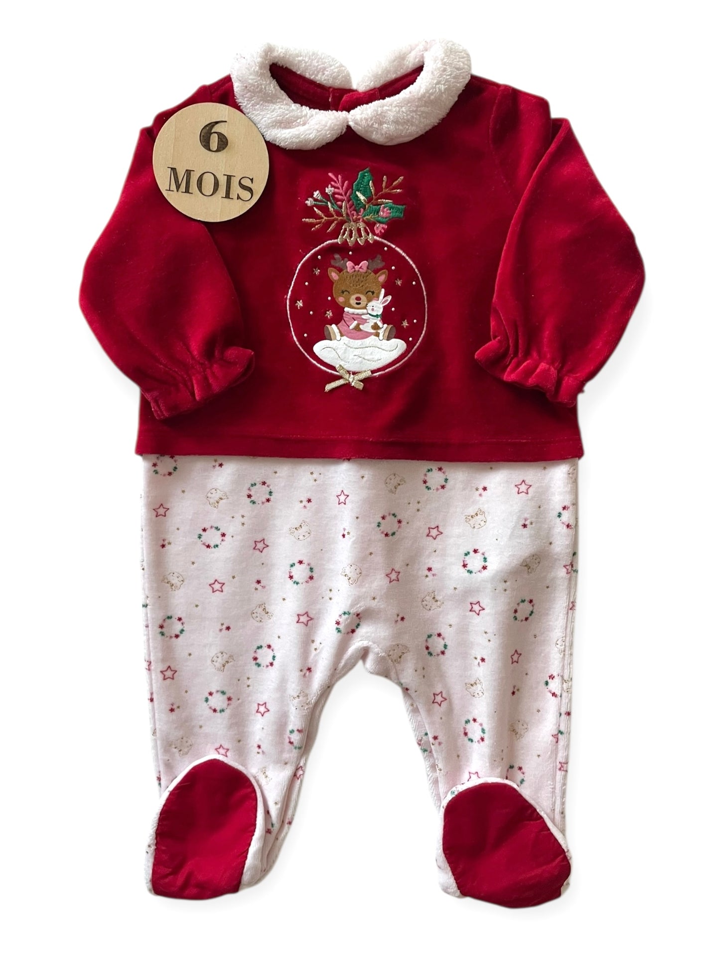NOËL - Pyjama velours, rouge et rose pâle, Sergent Major