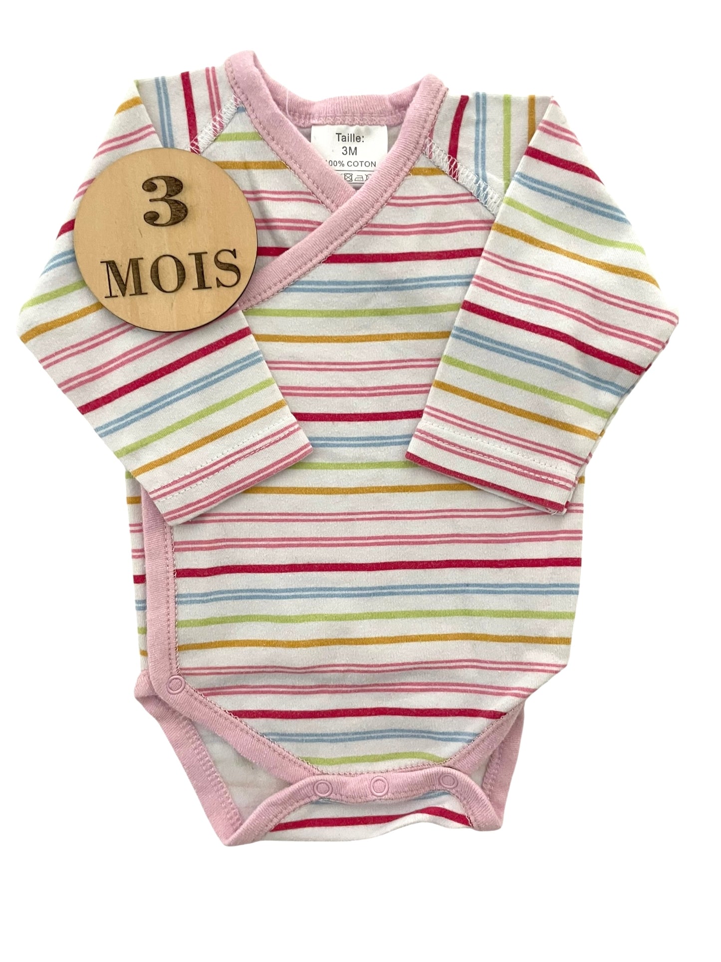 Body rose, rayé multicolore