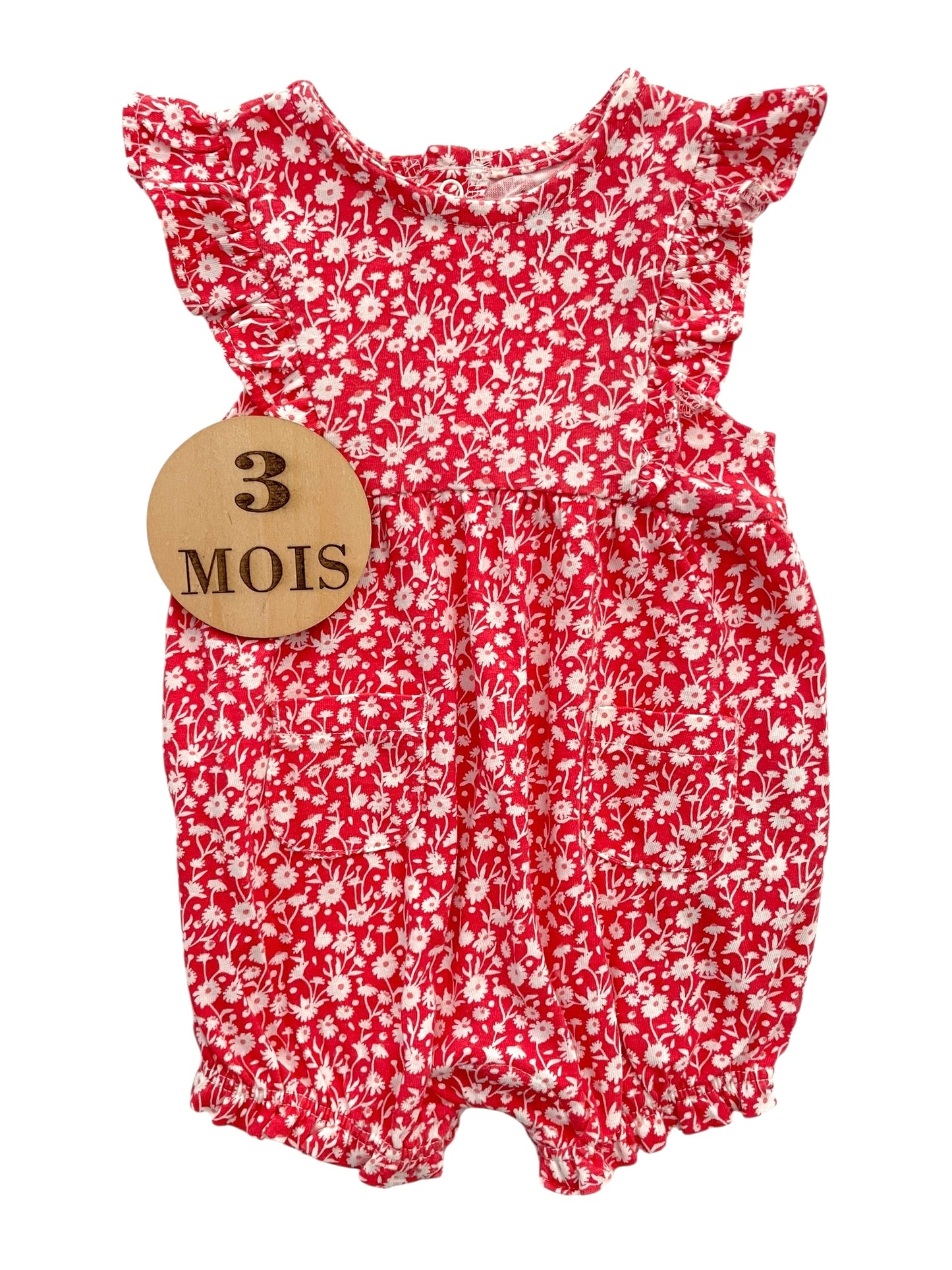 Combishort rouge fleurie, Kiabi