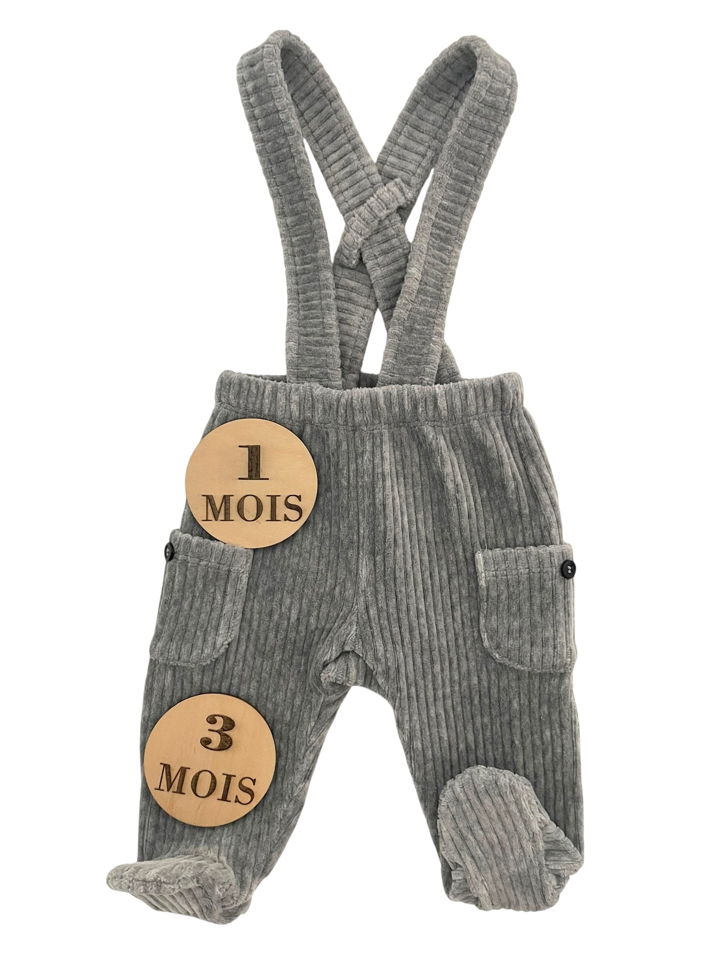 Pantalon velours à bretelles, gris, Mayoral