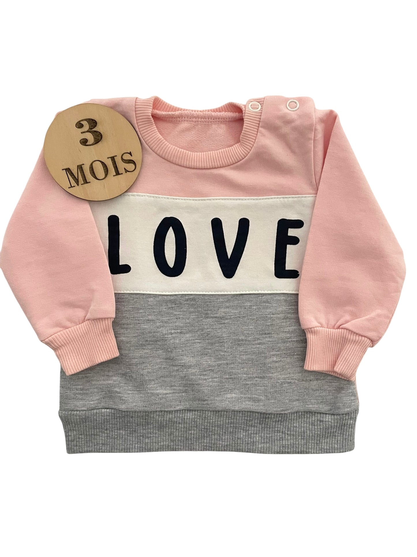 Sweat fin tricolore, love