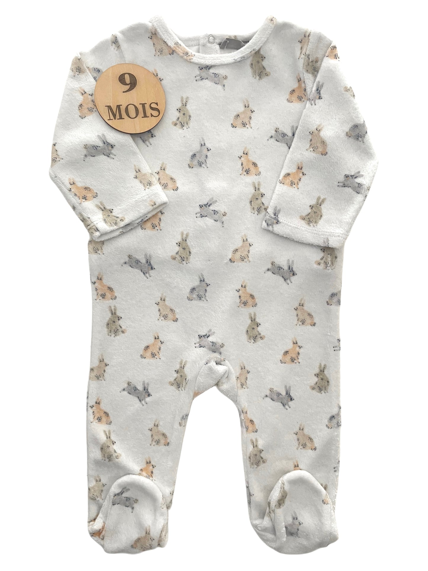 Pyjama velours blanc, lapins, Bout’chou