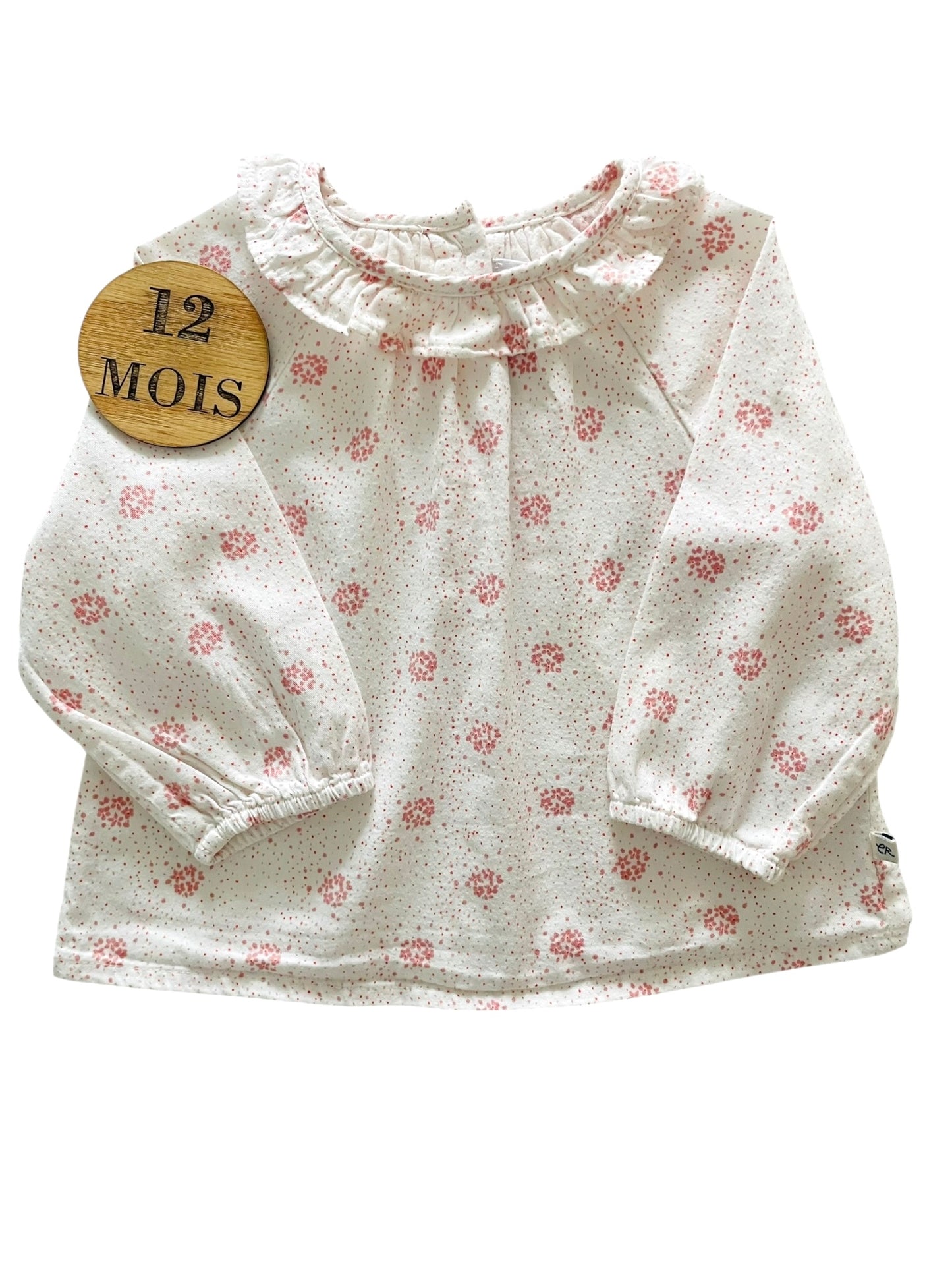 Blouse à col, blanche et rose, Cadet Rousselle